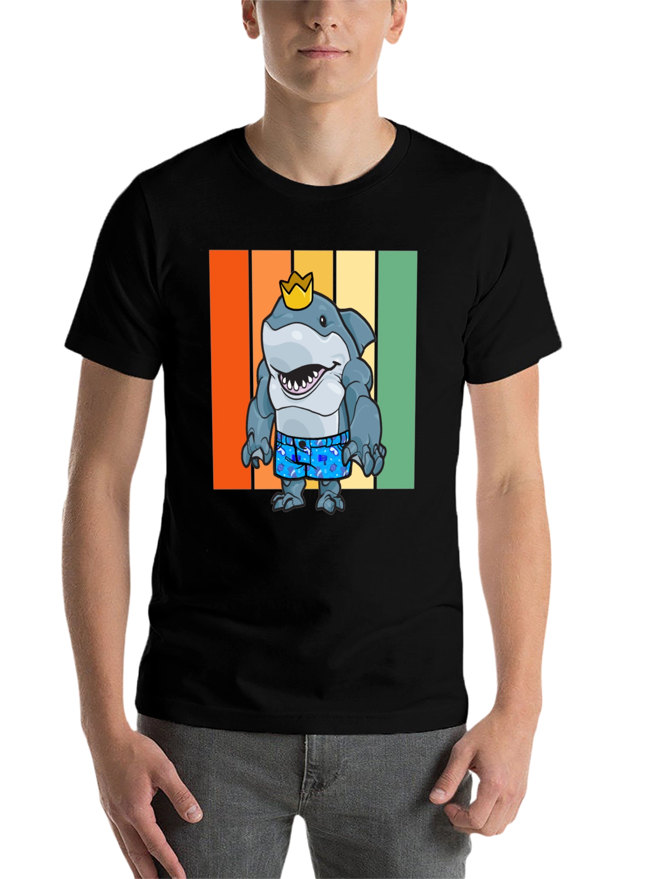 Black Shark King Graphic T-Shirt - Retro Style view 7