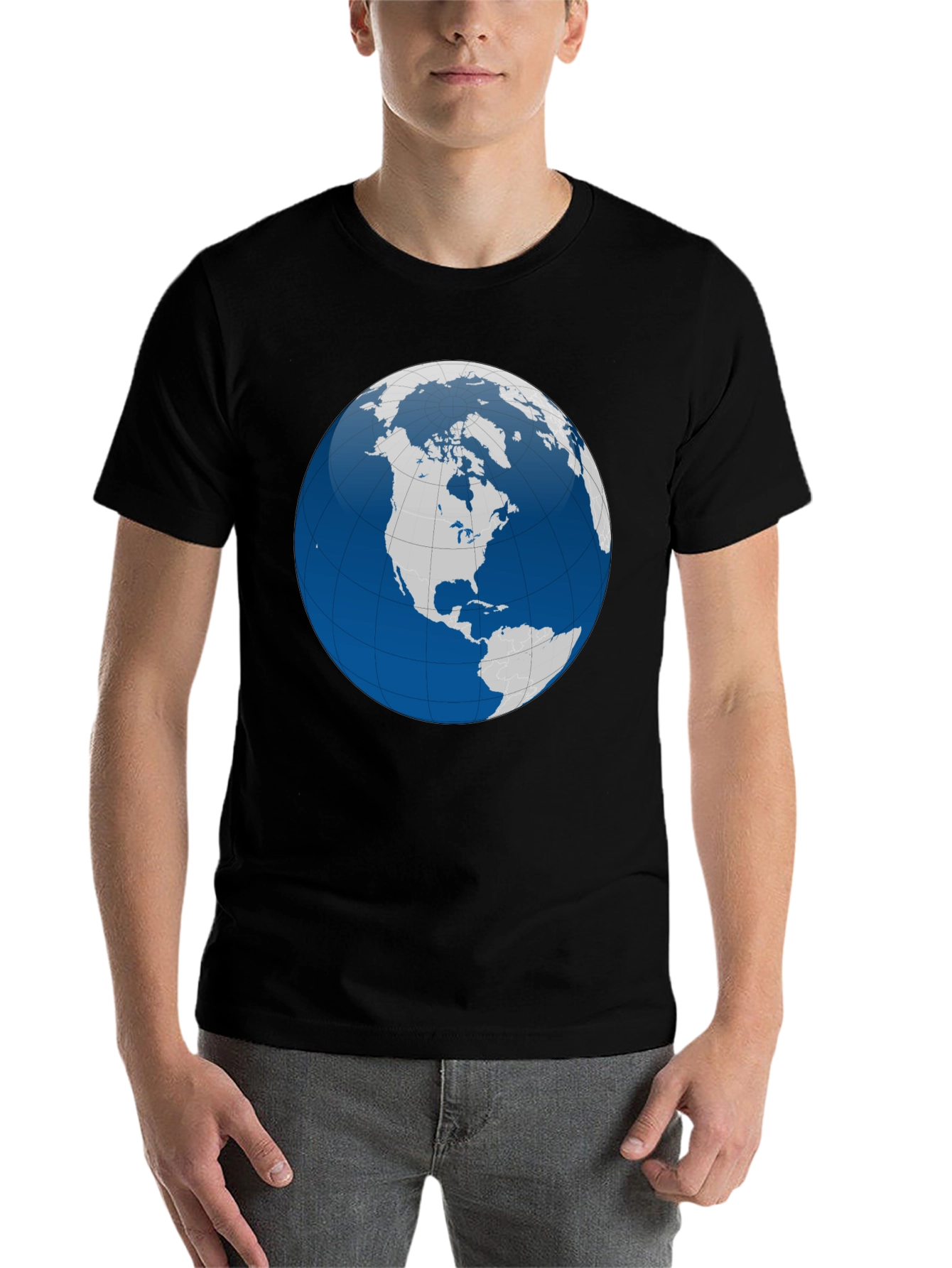 Black Globe Graphic T-Shirt - Black Cotton Tee view 7