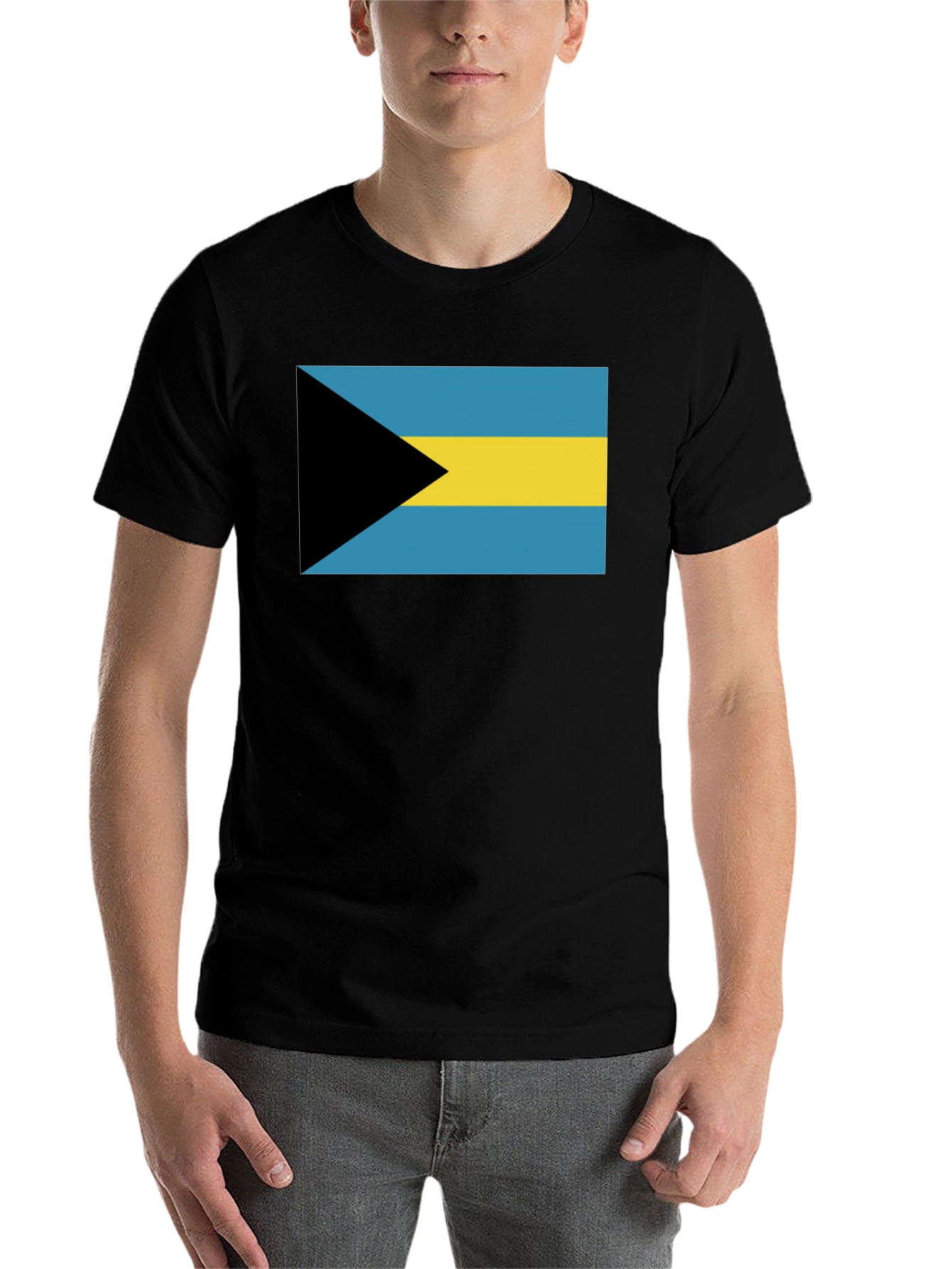Black Bahamas Flag Graphic Tee - Black Cotton T-Shirt view 7