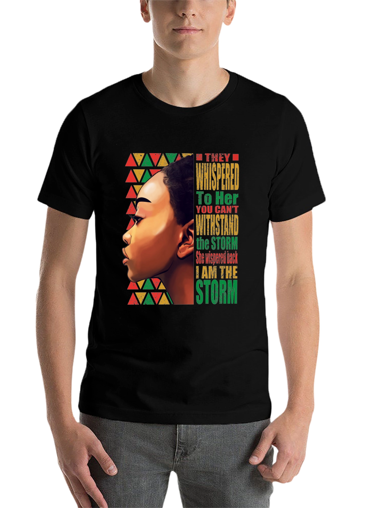 Black Empowered Woman T-Shirt: "I Am The Storm" view 7