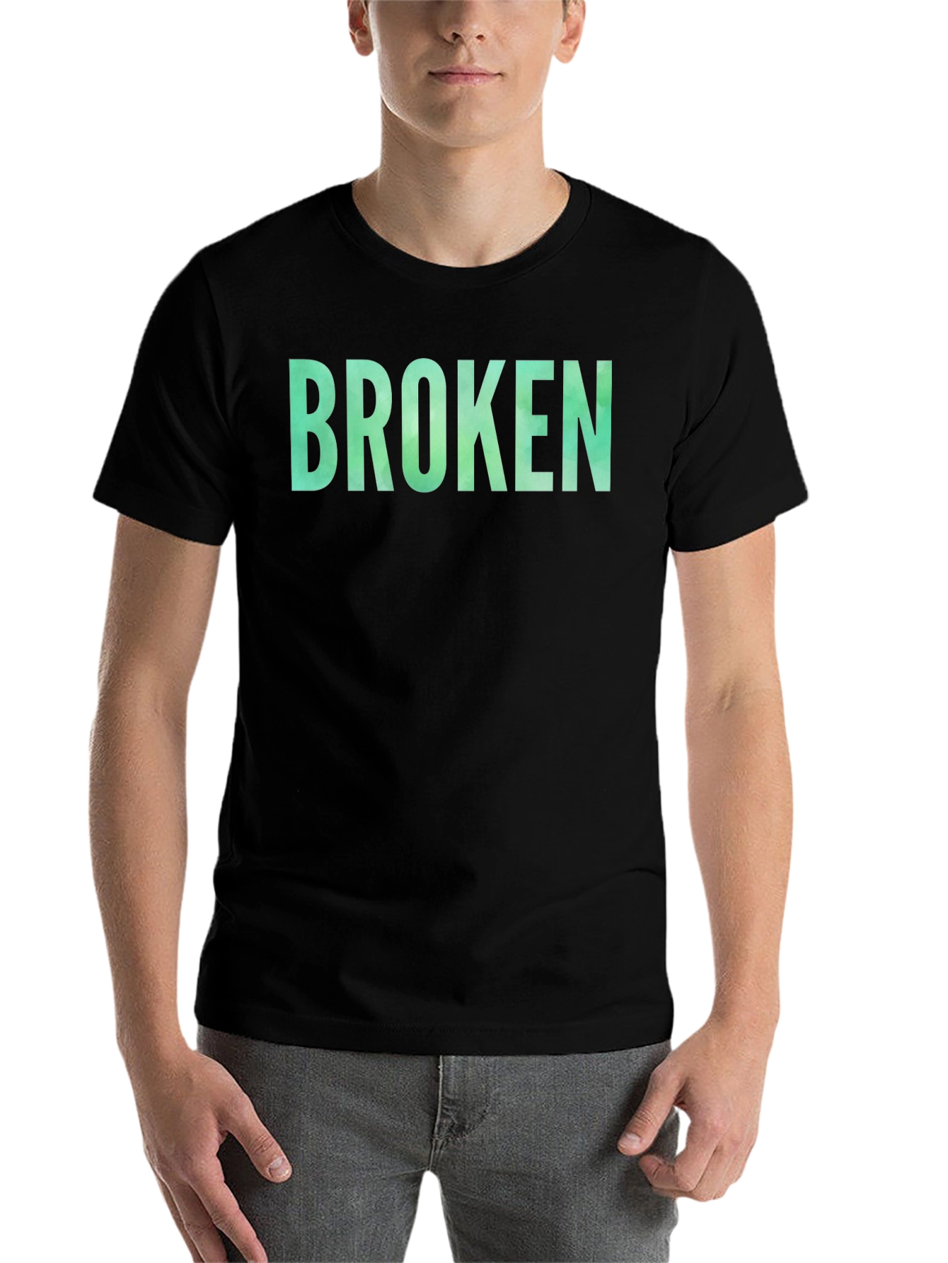 Black "Broken" Graphic Tee - Casual Black T-Shirt view 7