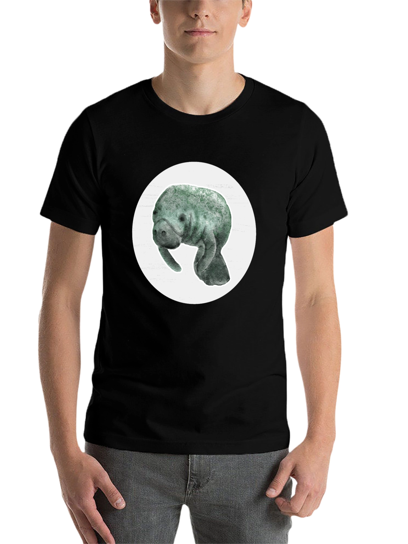 Black Manatee Graphic Tee - Soft Cotton Blend view 7