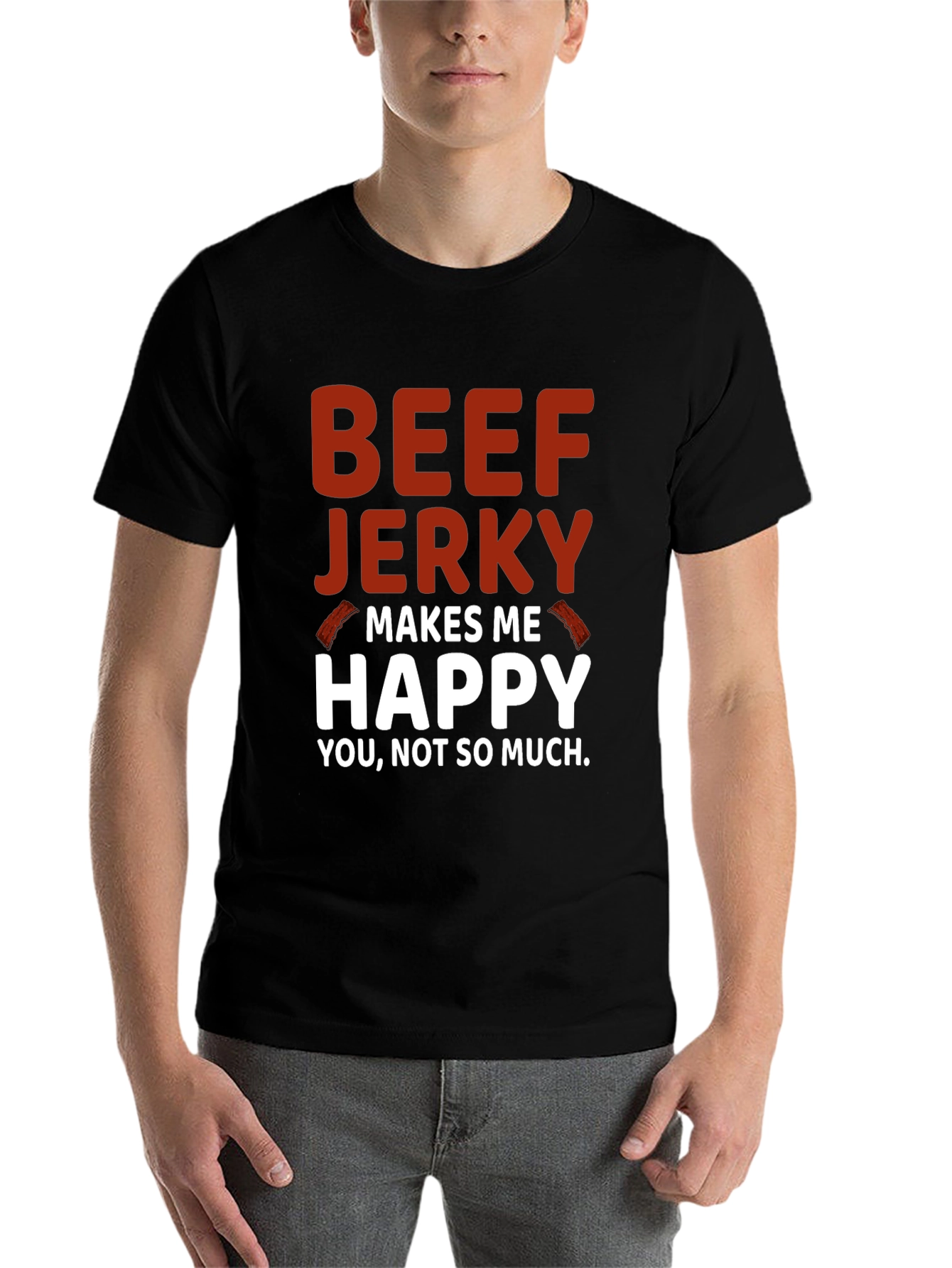 Black Beef Jerky Makes Me Happy Graphic Tee view 7