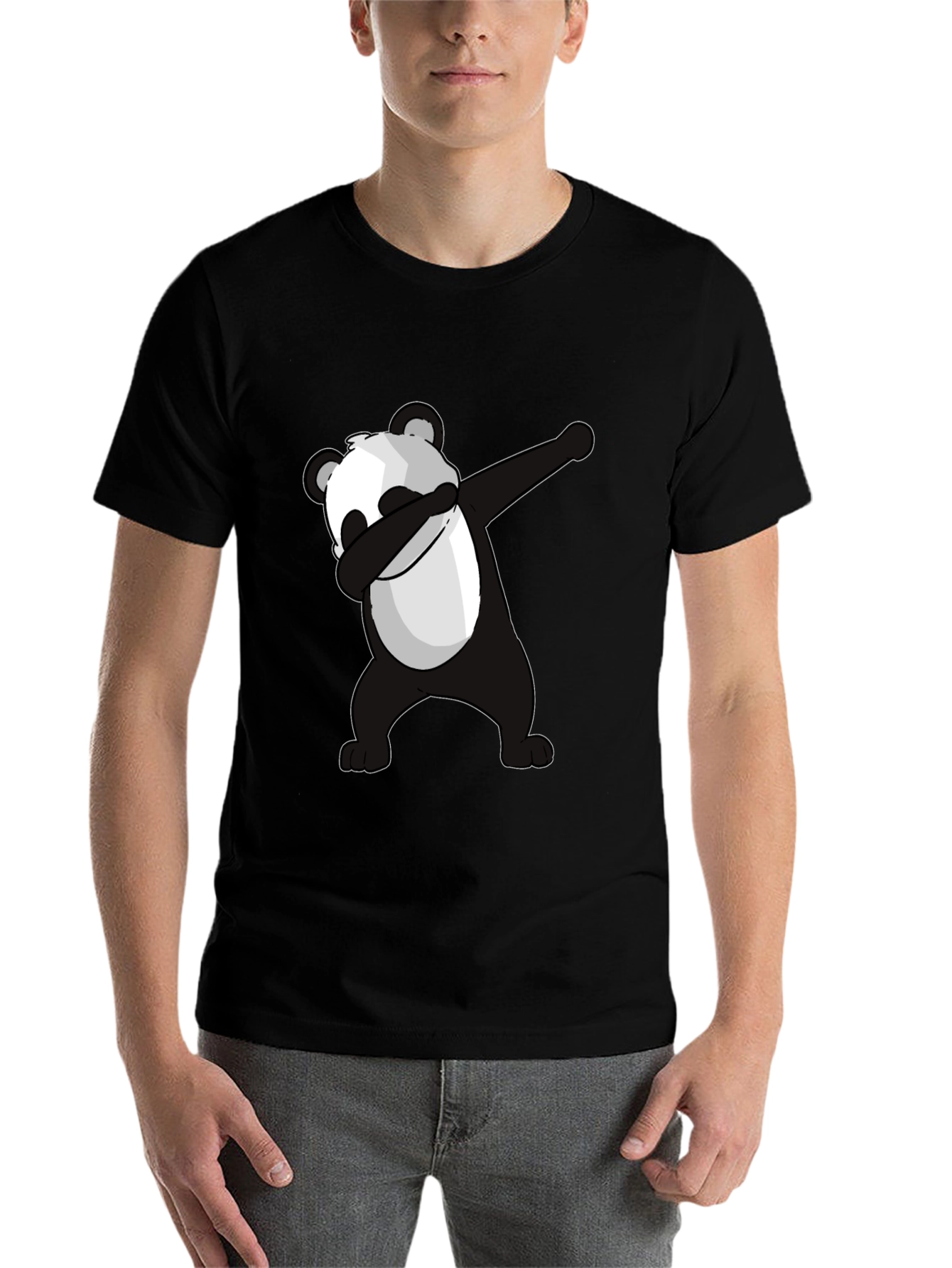 Black Dabbing Panda Graphic Tee - Men's Black T-Shirt view 7