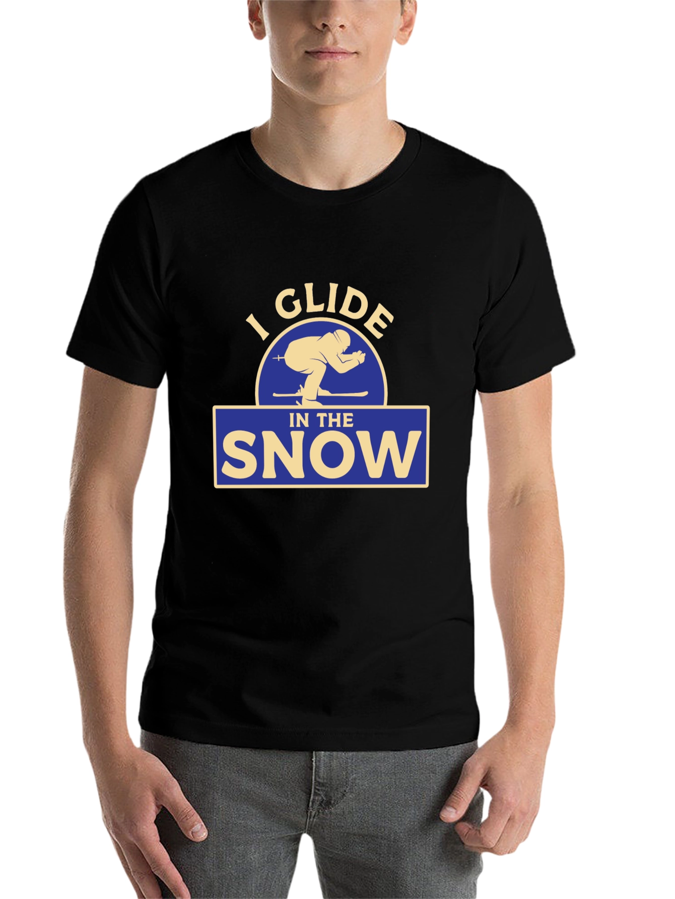 Black I Glide In The Snow Graphic T-Shirt view 7