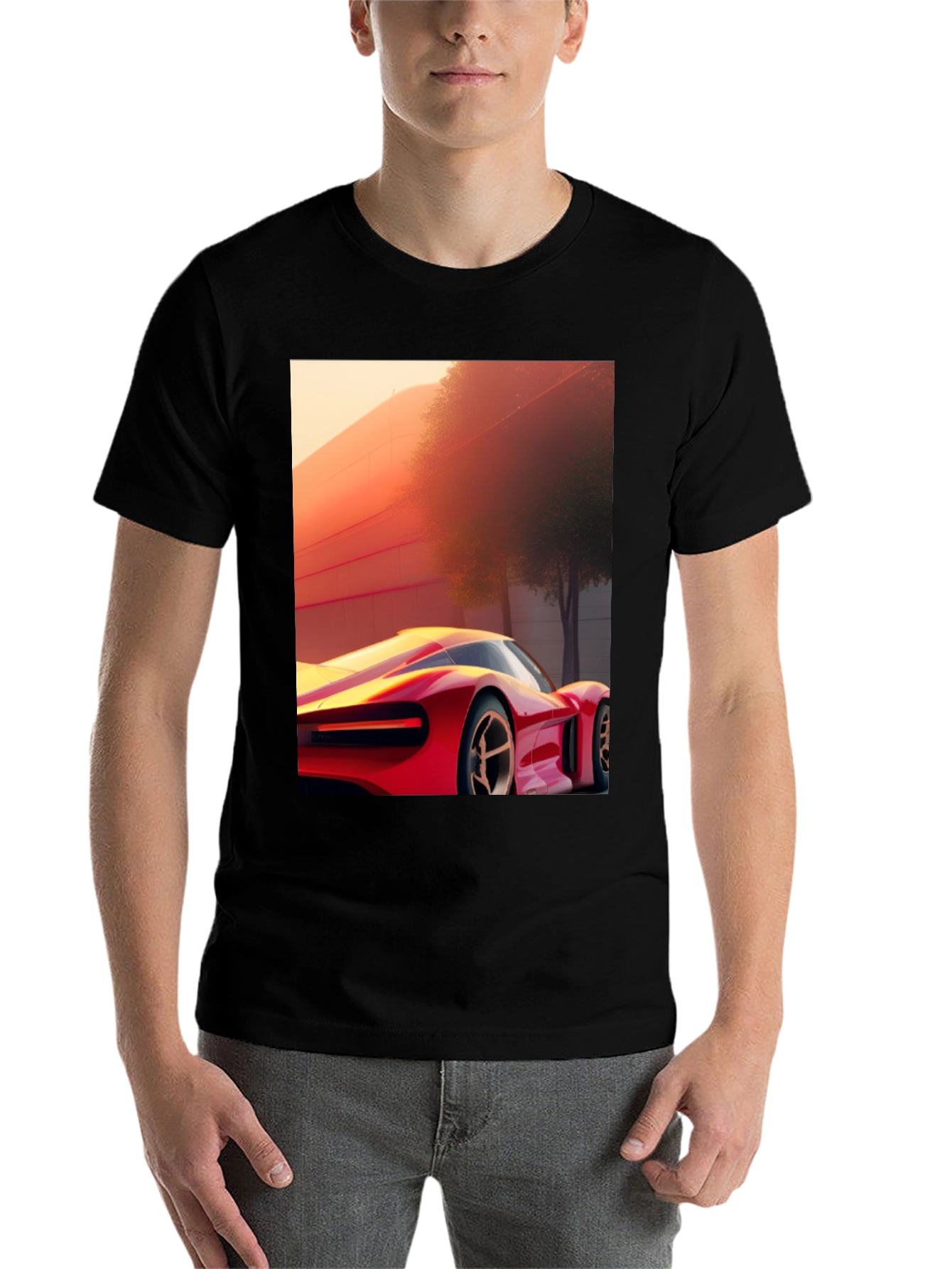 Black Sleek Car Graphic Tee - Modern Streetwear Style view 7