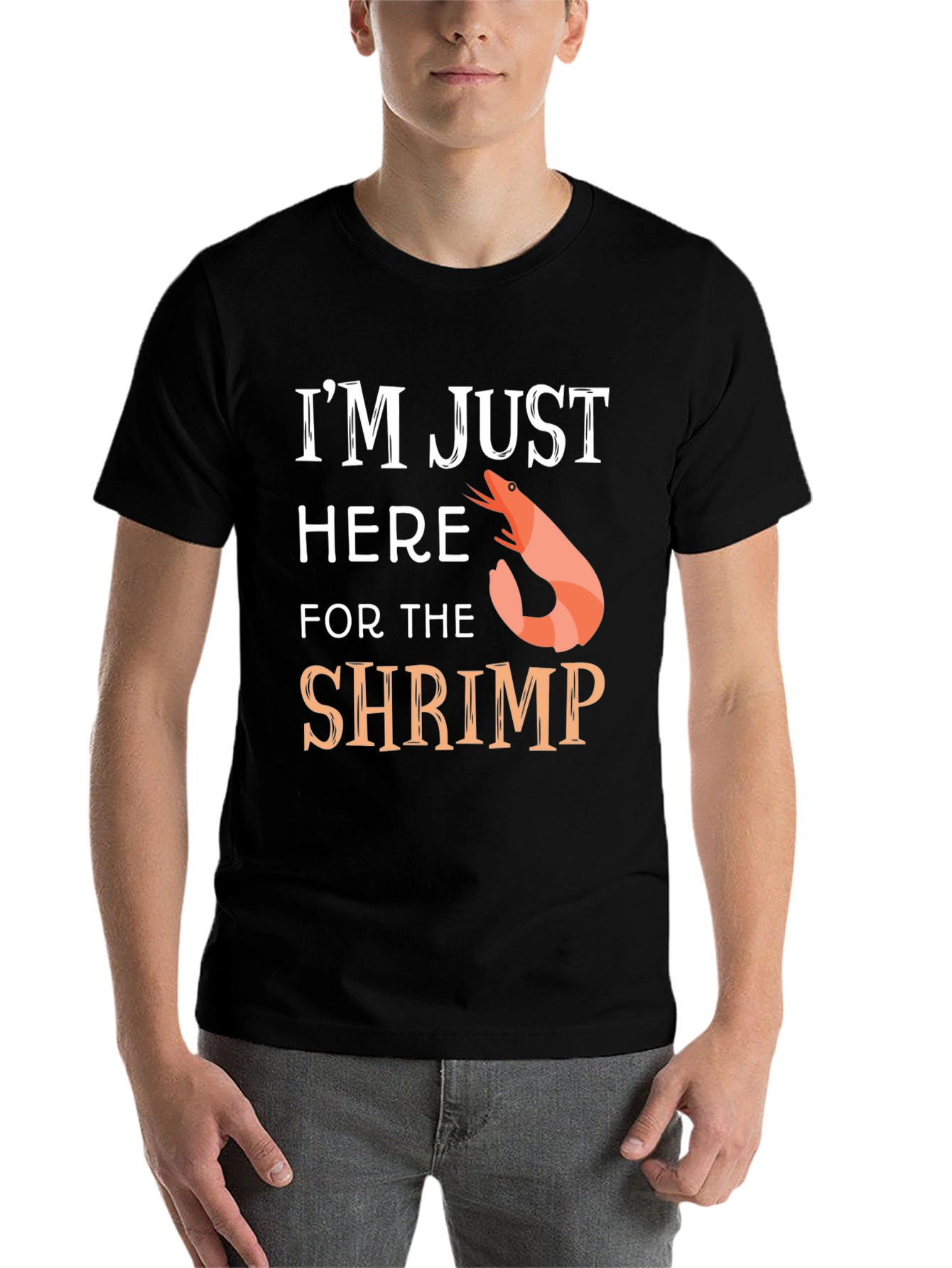 Black Shrimp Lover T-Shirt - I'm Just Here for the Shrimp view 7