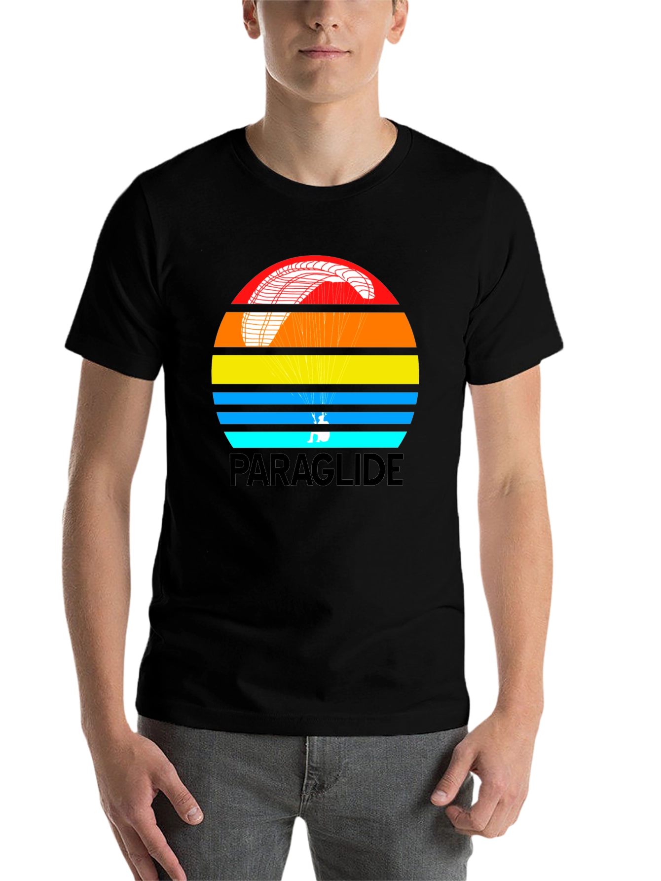 Black Paraglide Retro Style Graphic T-Shirt view 7