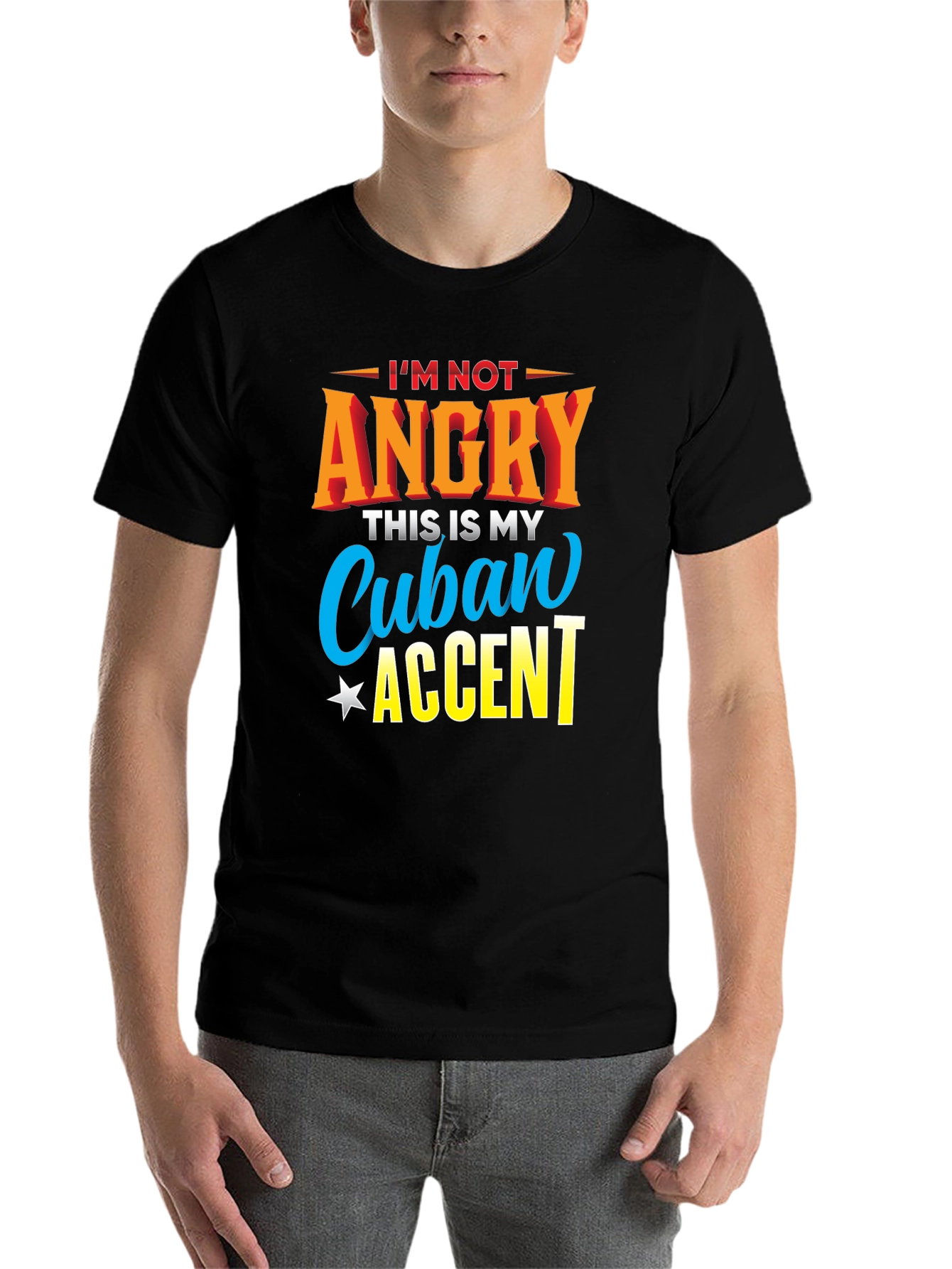 Black Cuban Accent T-Shirt - Humorous Graphic Tee view 7