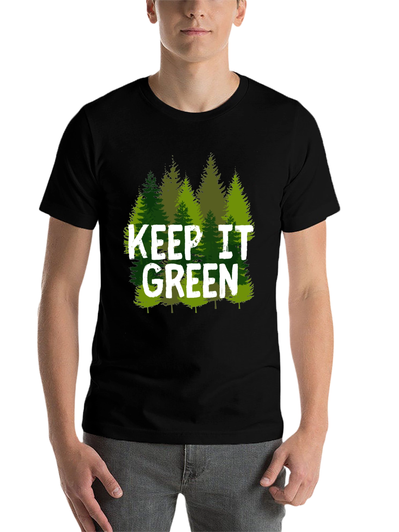 Black Keep It Green Nature Tree T-Shirt view 7