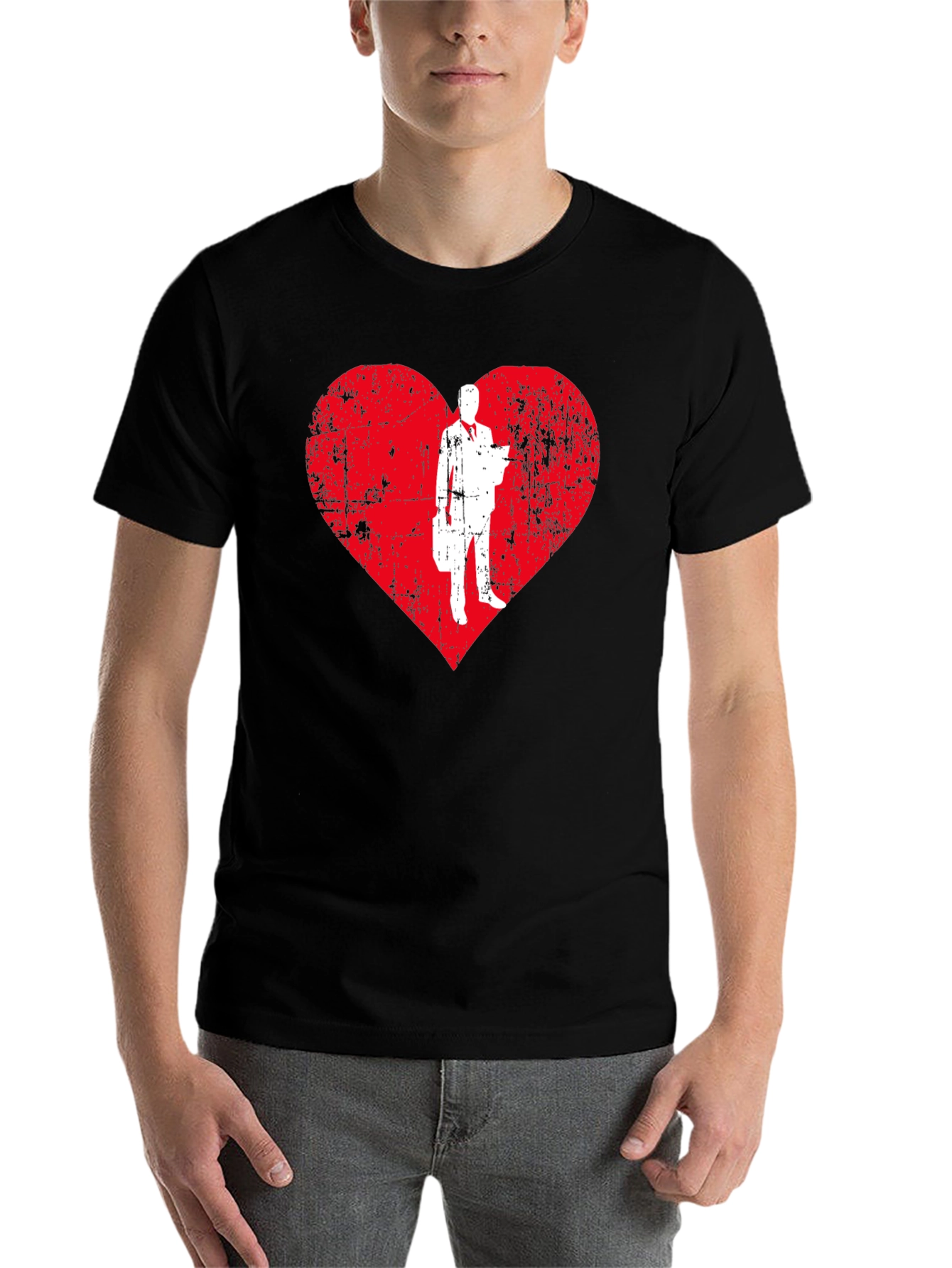 Black Business Heart T-Shirt - Trendy Graphic Tee view 7