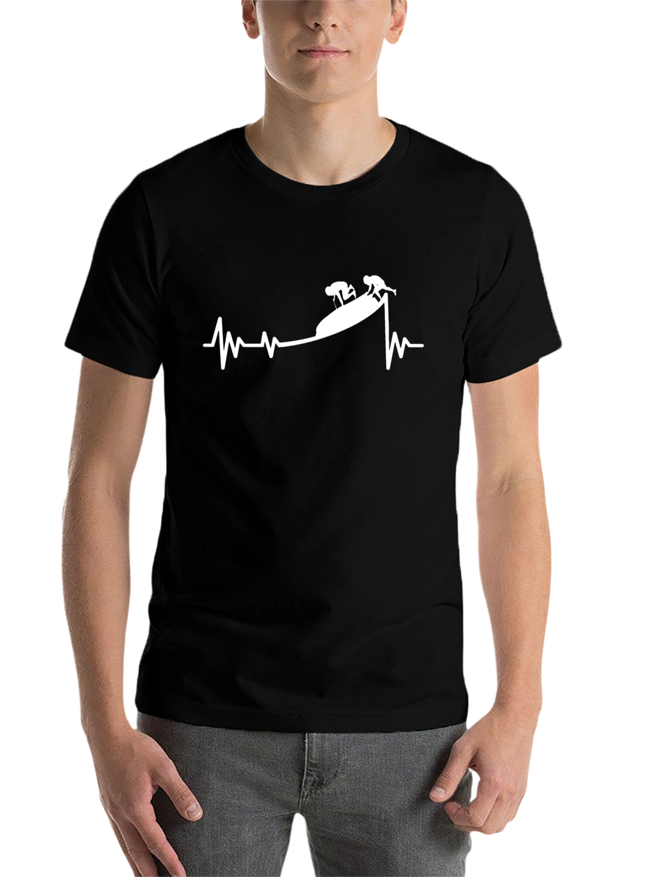 Black Black Heartbeat Kayak T-Shirt view 7