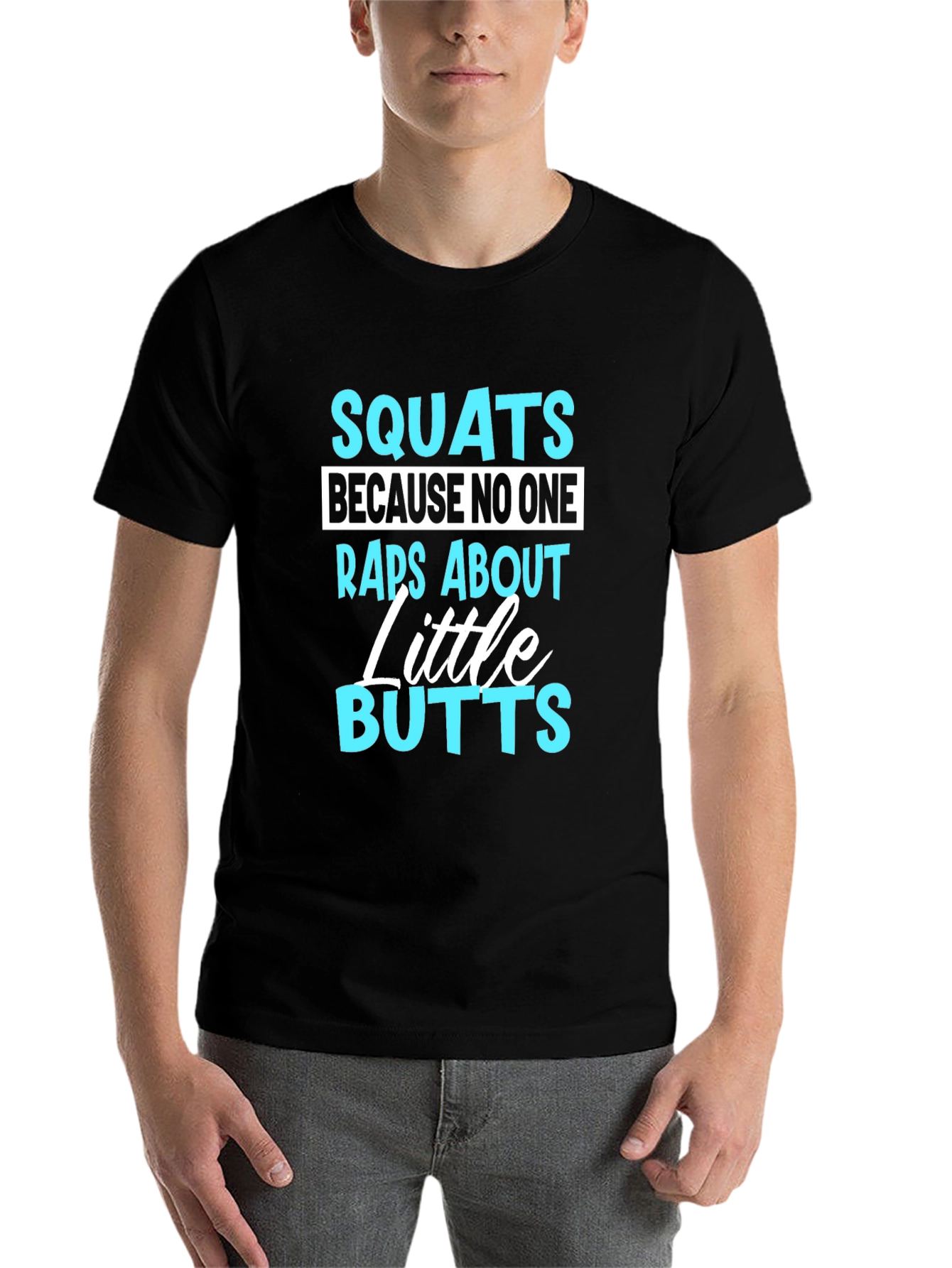 Black Squats Little Butts Funny Gym Black T-Shirt view 7