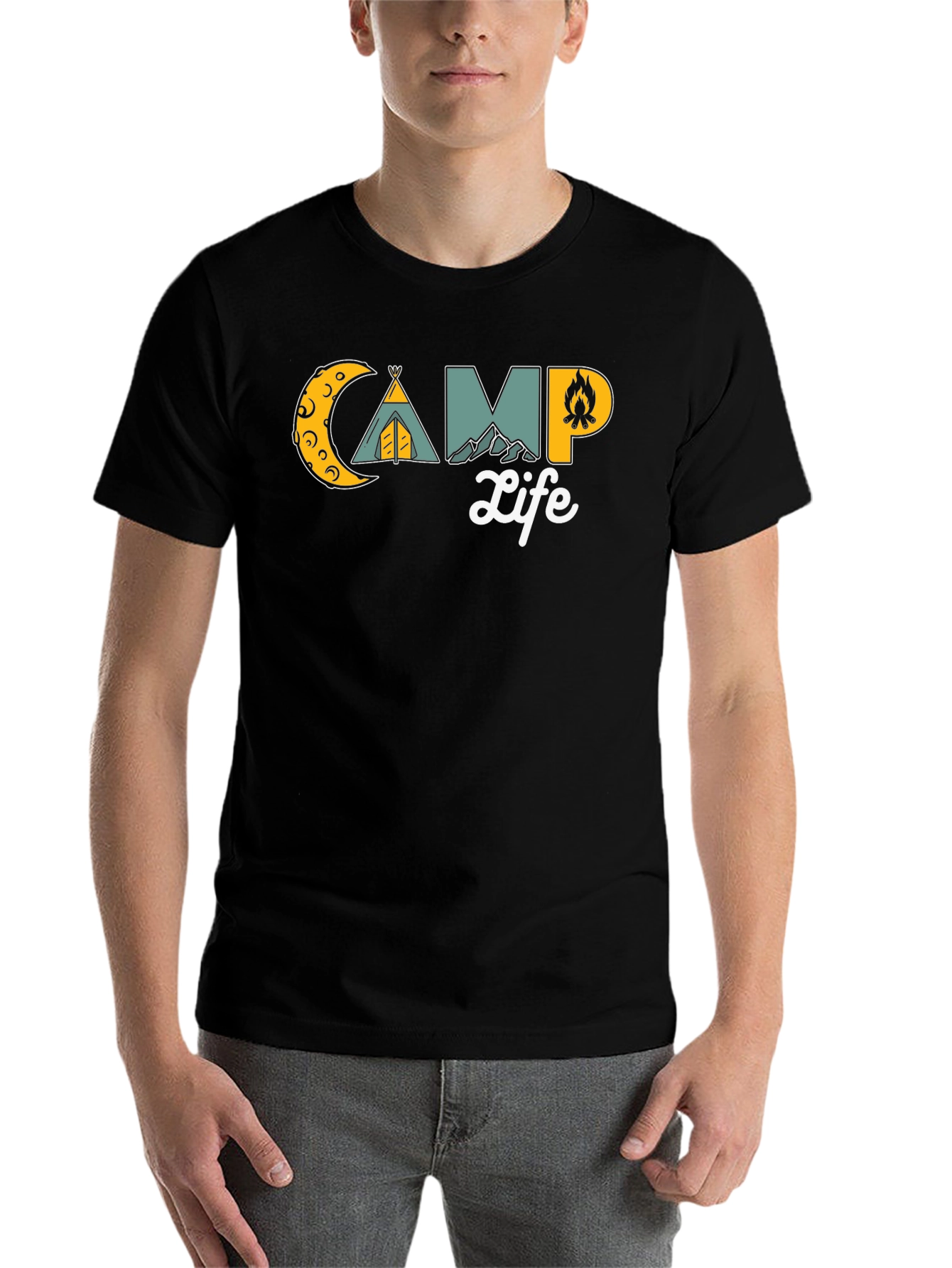 Black Camp Life Graphic T-Shirt - Black Casual Tee view 7