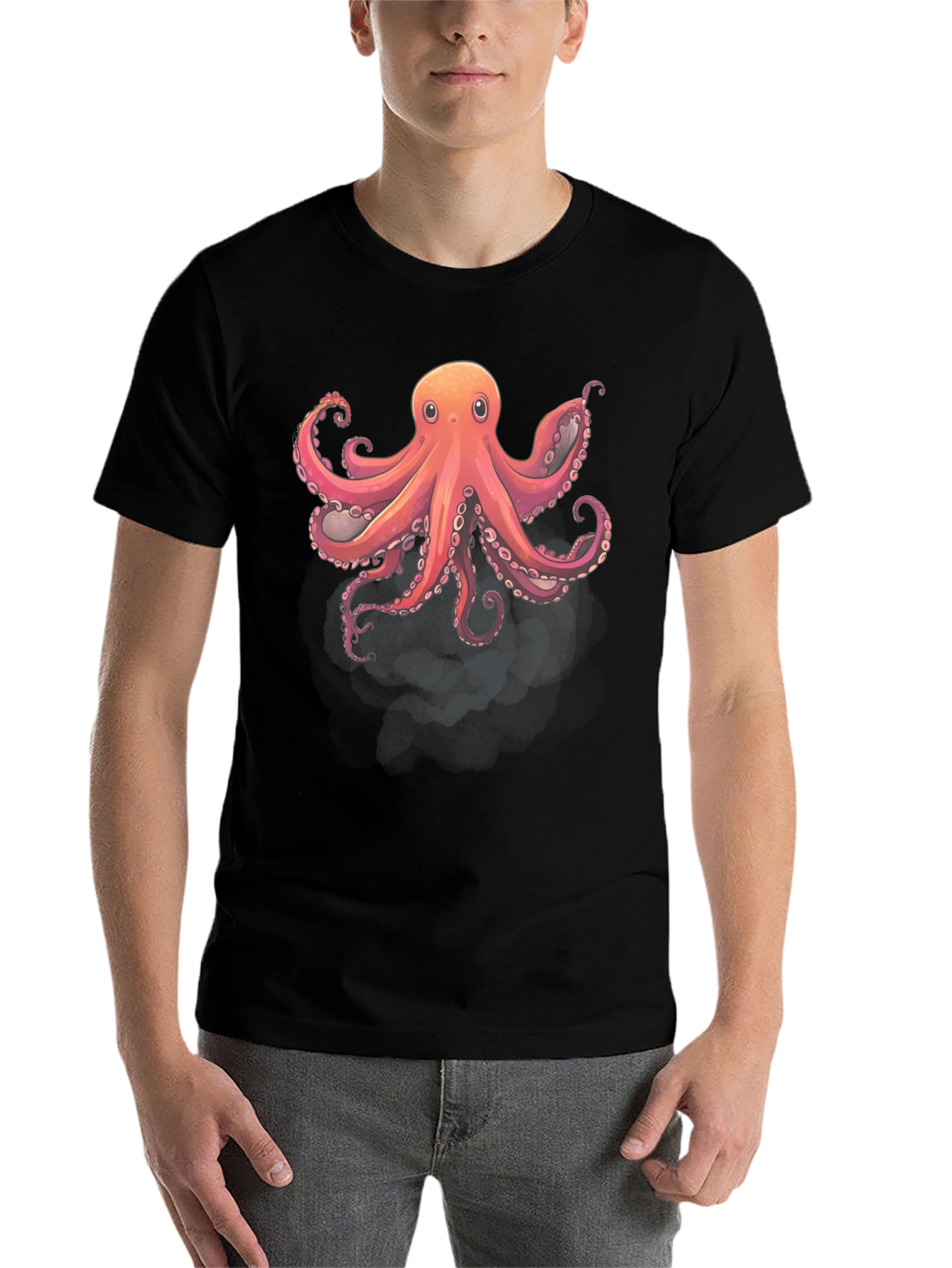Black Octopus Graphic Tee - Black Cotton Blend view 7