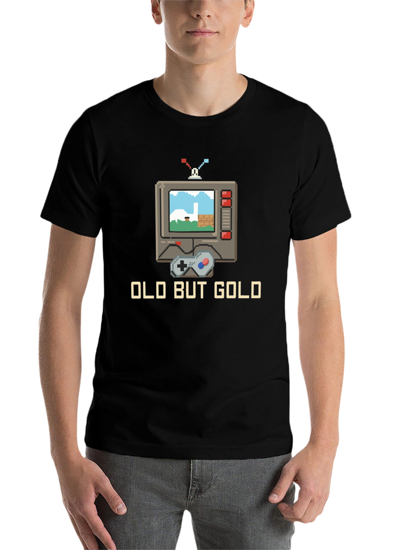 Black Retro Gaming T-Shirt - Old But Gold view 7