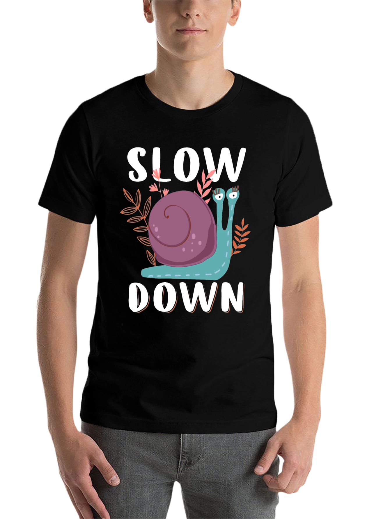 Black Slow Down Snail Graphic T-Shirt view 7
