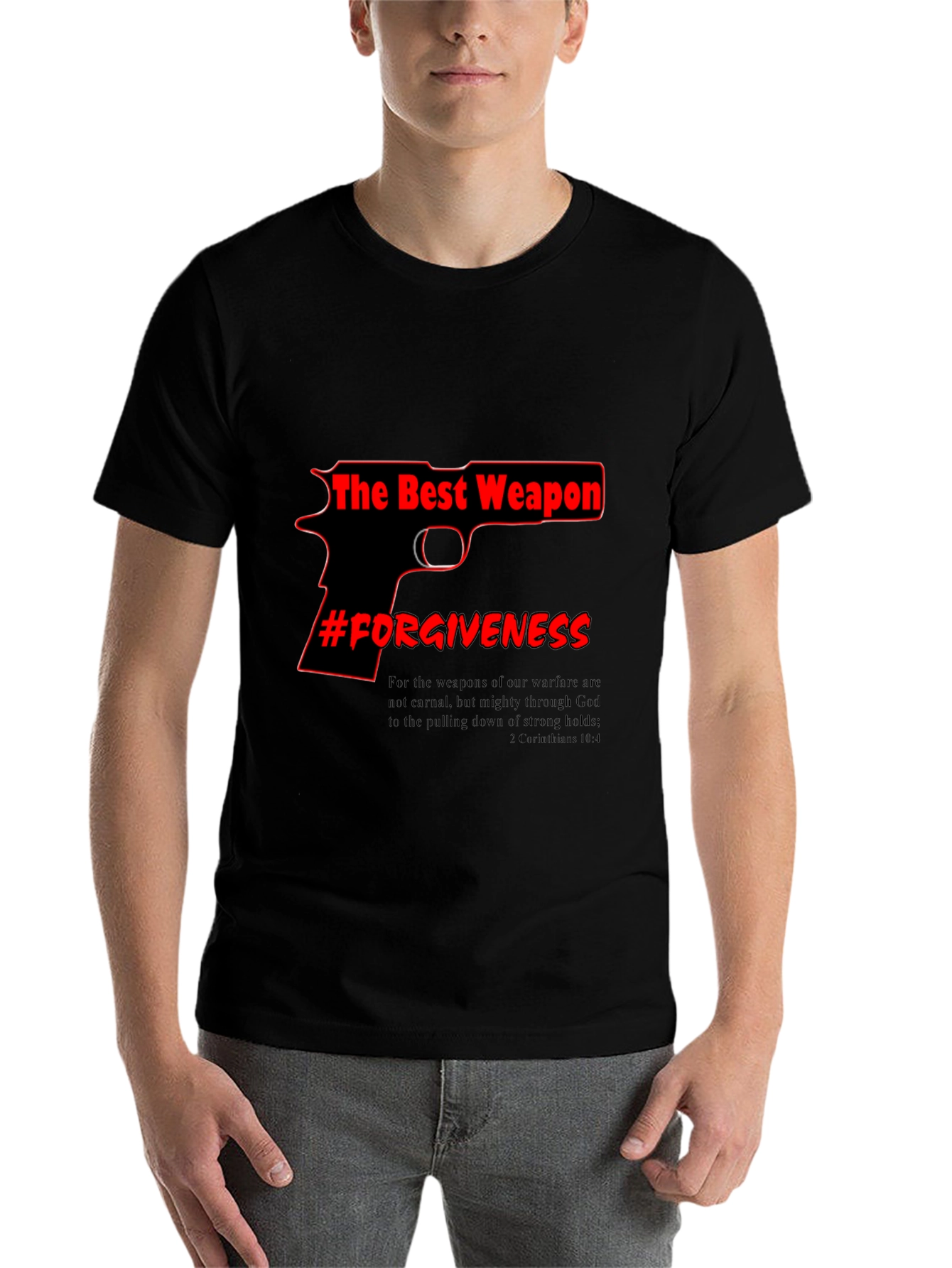 Black The Best Weapon Forgiveness T-Shirt view 7