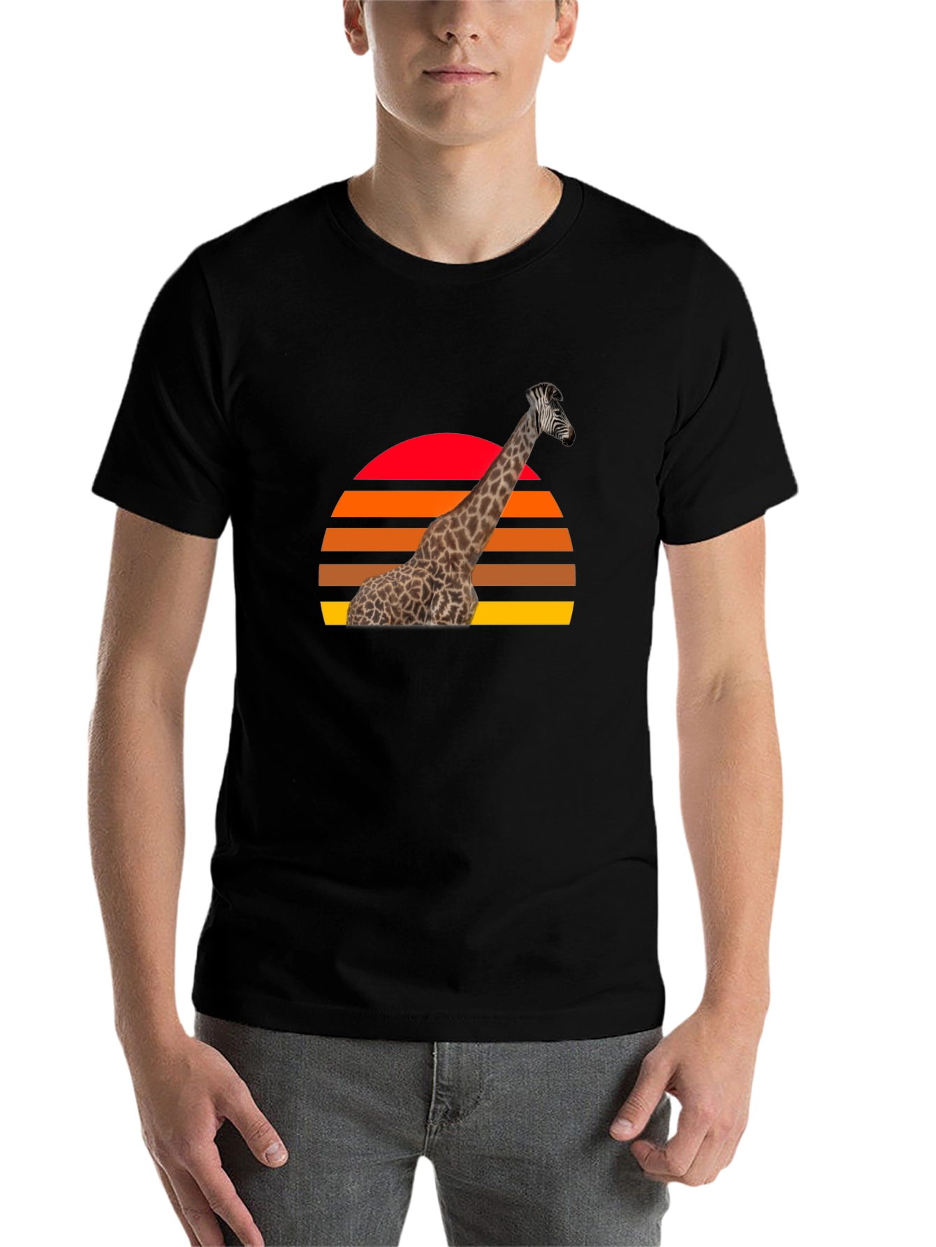 Black Giraffe Sunset Graphic Tee - Retro Style view 7