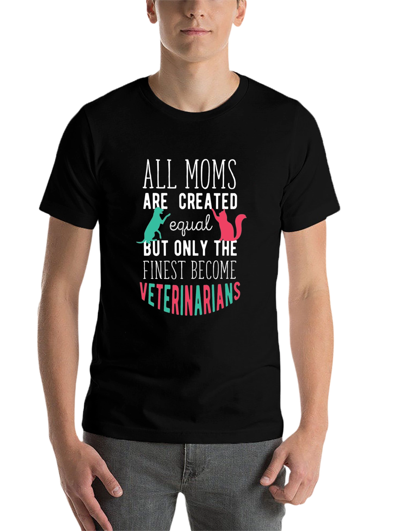Black Veterinarian Mom T-Shirt - All Moms Created Equal Tee view 7
