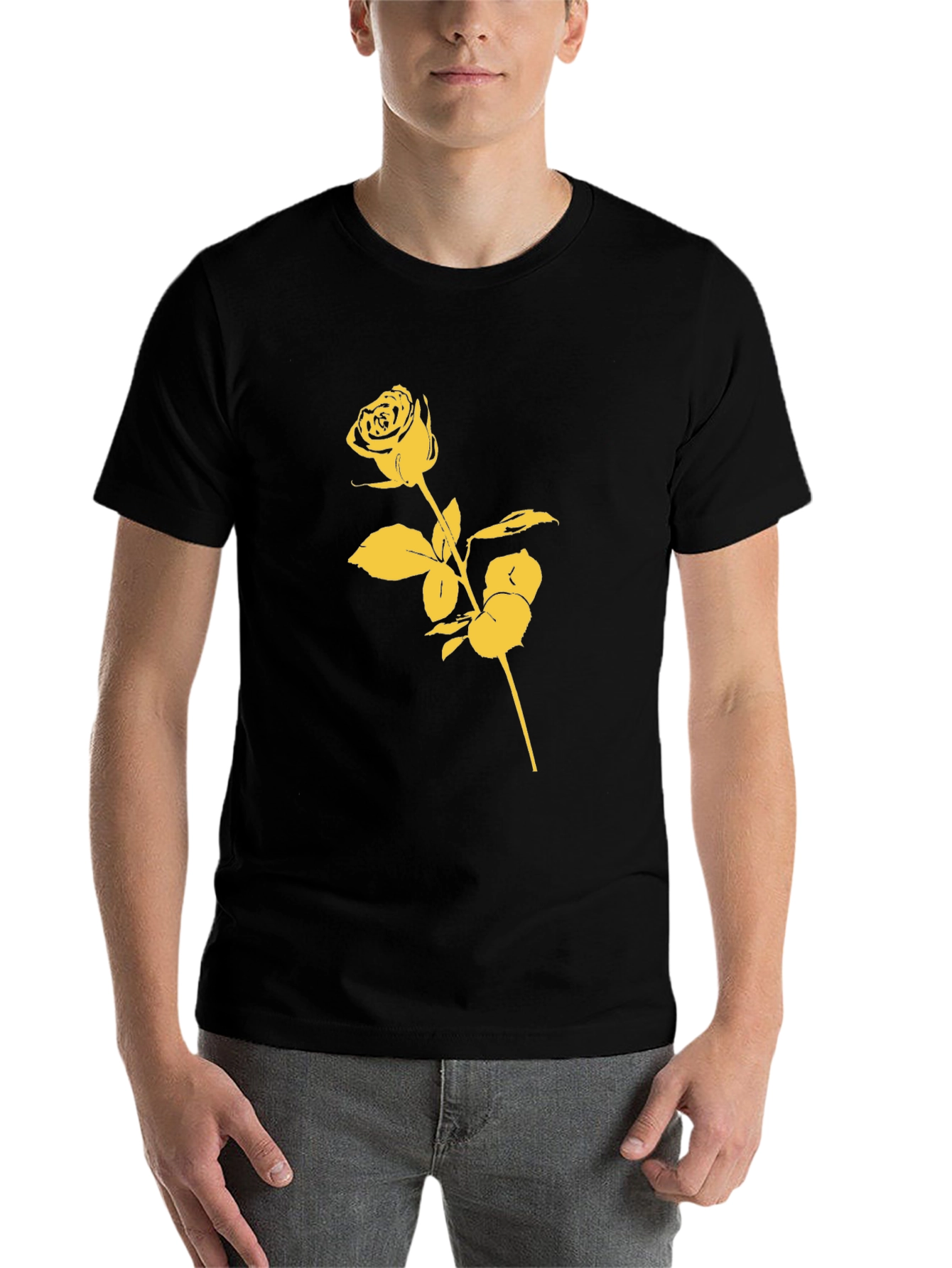 Black Black T-Shirt with Gold Rose Graphic view 7