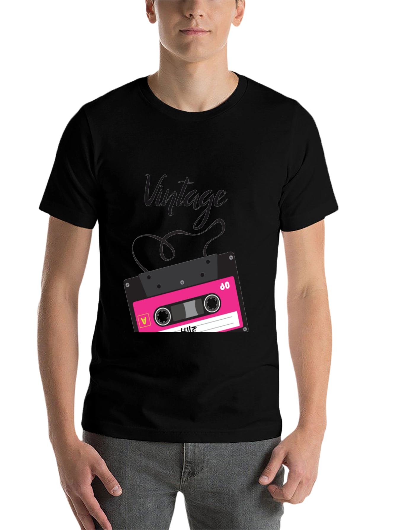Retro Cassette Tape Graphic T-Shirt - Black - 7