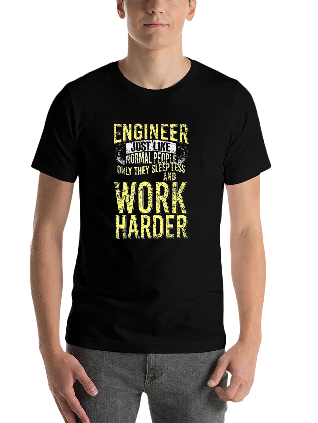 Black Engineer Work Harder T-Shirt - Funny Engineering Tee view 7
