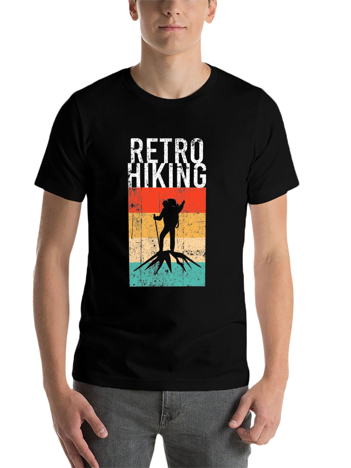 Black Retro Hiking T-Shirt - Vintage Outdoors Adventure Tee view 7