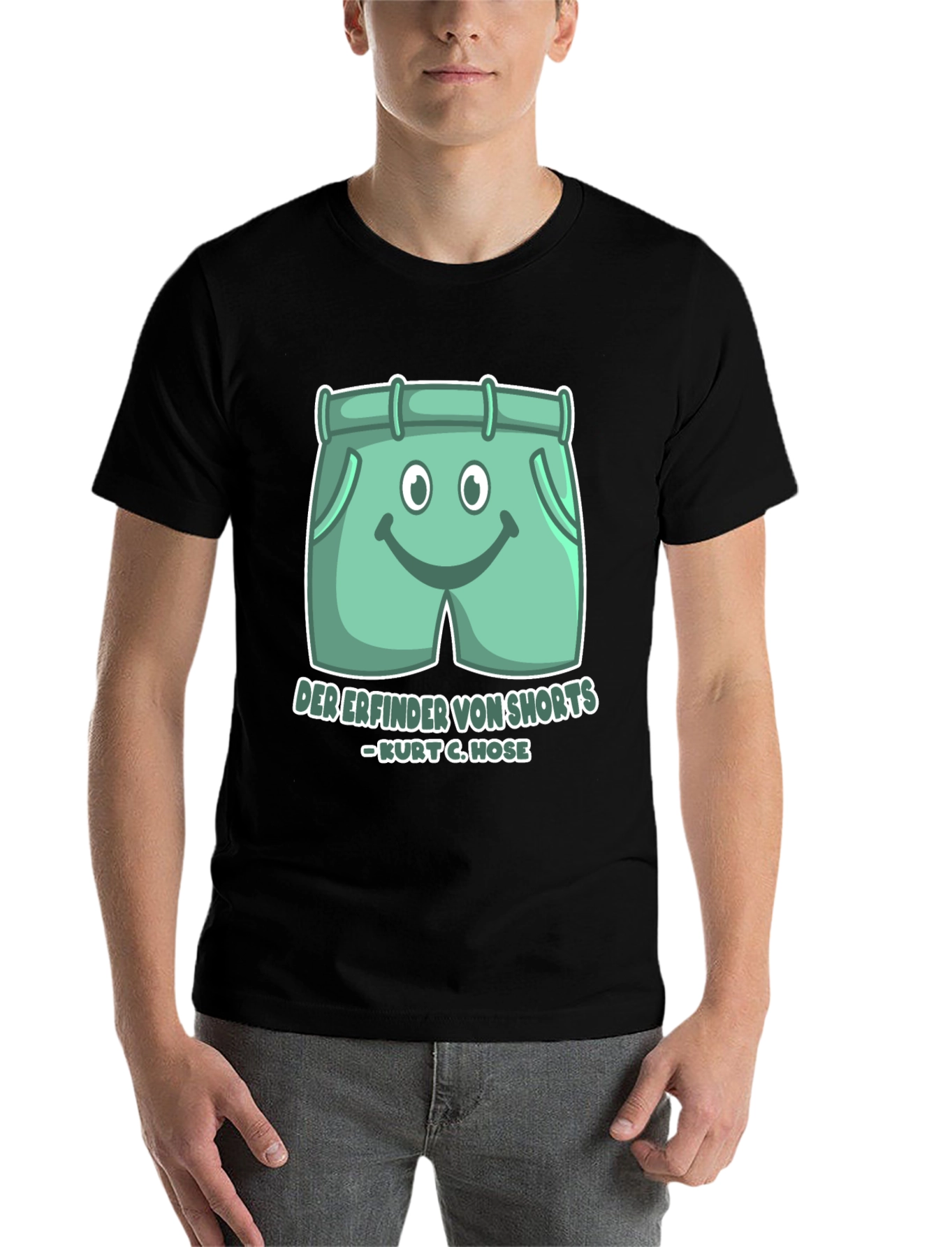 Black Funny Shorts T-Shirt - "Inventor of Shorts" view 7