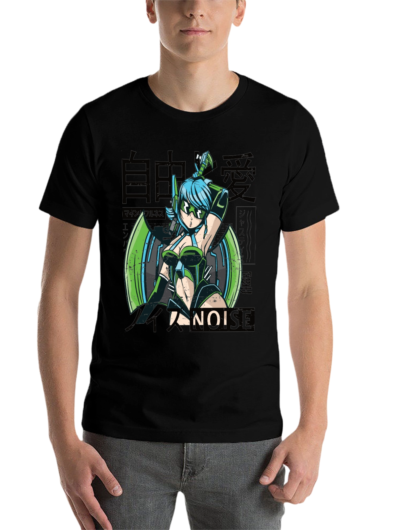 Black Anime Girl Graphic Tee - Cyberpunk Style view 7