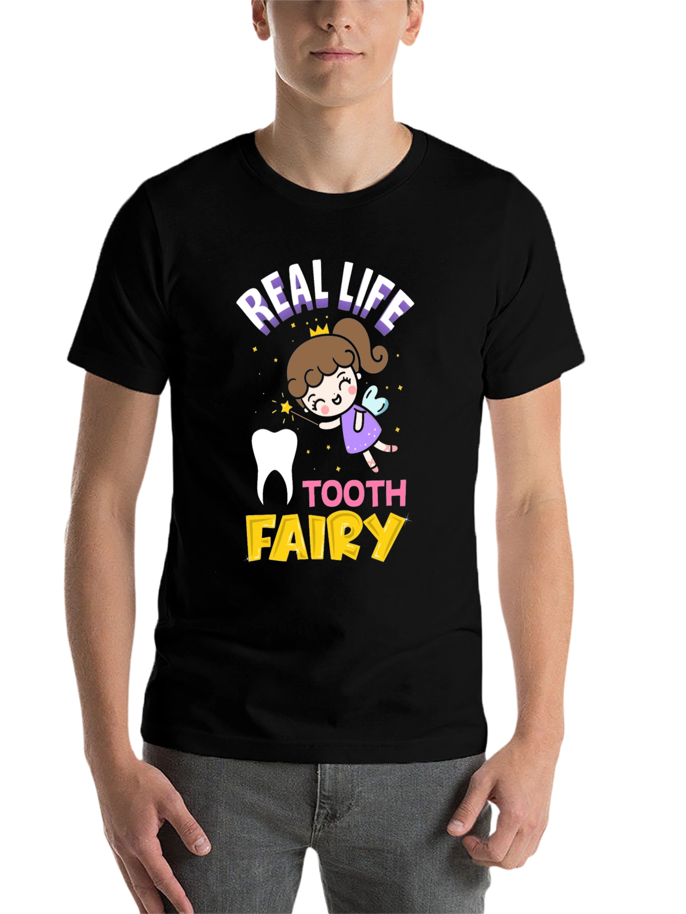 Black Real Life Tooth Fairy Graphic Tee view 7