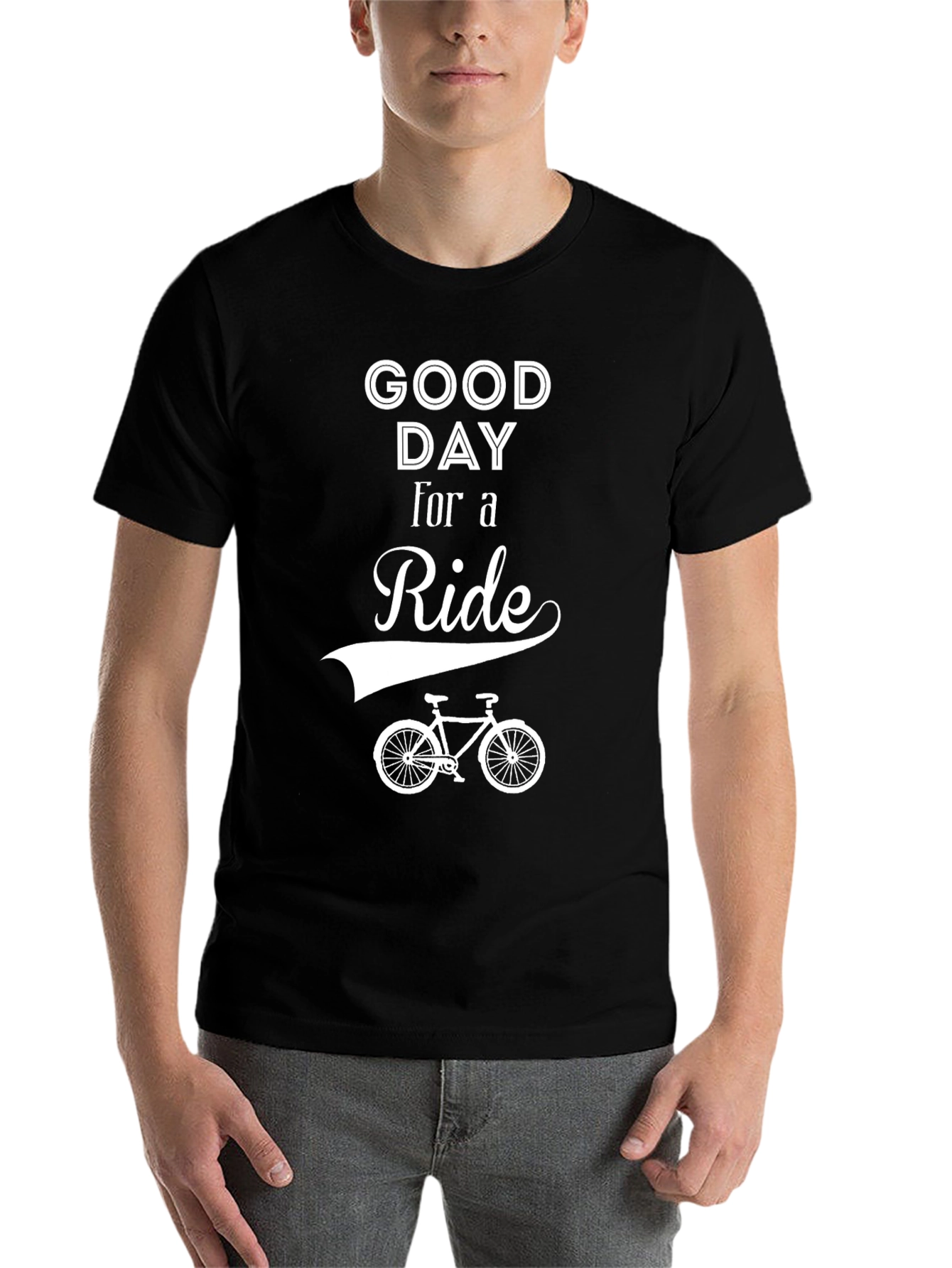 Black Good Day For A Ride T-Shirt - Black Cotton Bicycle Tee view 7