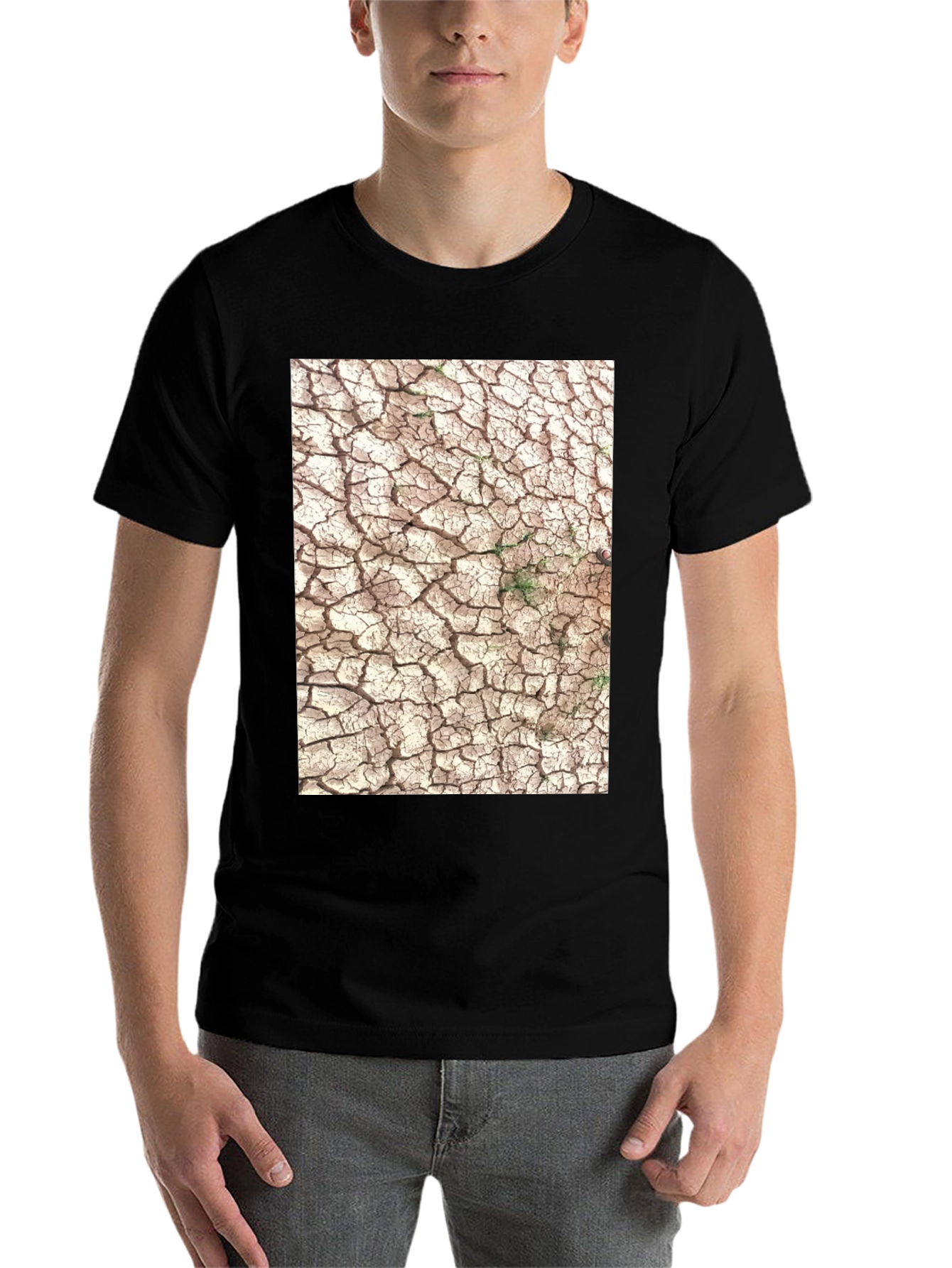 Black Cracked Earth Graphic Tee - Modern Black T-Shirt view 7