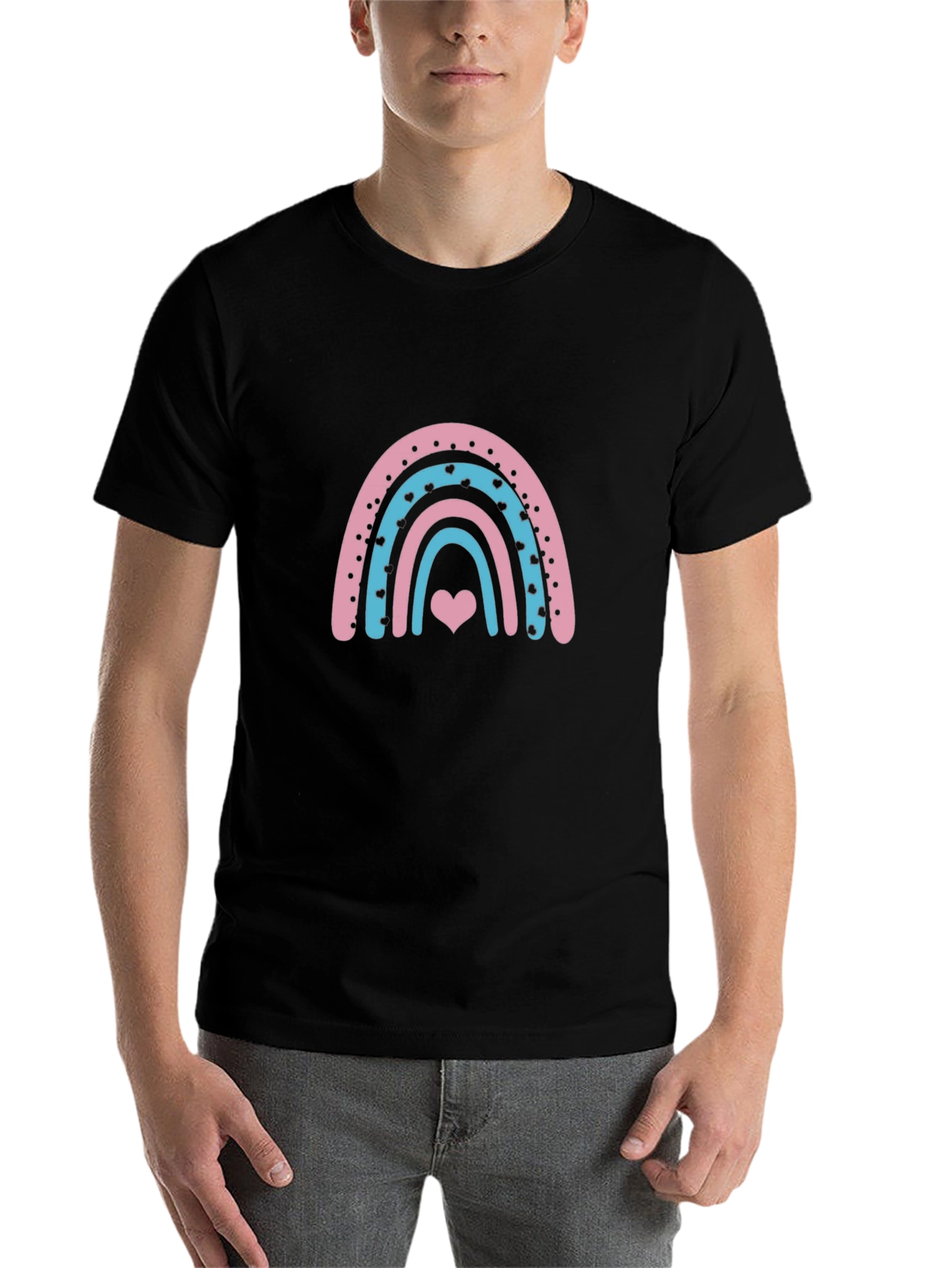Black Rainbow Heart Graphic Tee - Black view 7