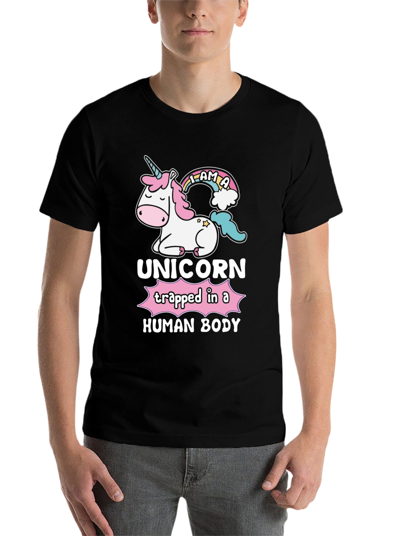 Black Unicorn Trapped in a Human Body T-Shirt view 7