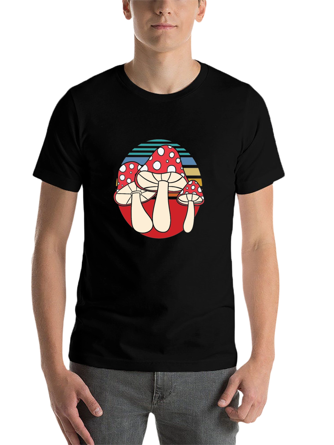 Black Retro Mushroom T-Shirt view 7
