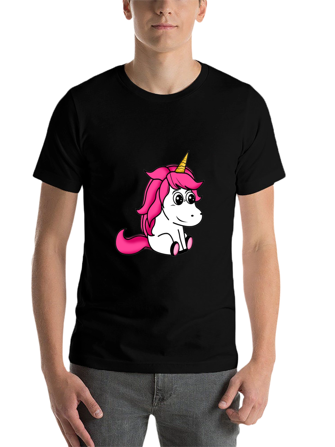 Black Unicorn Graphic Tee - Black Cotton Shirt view 7