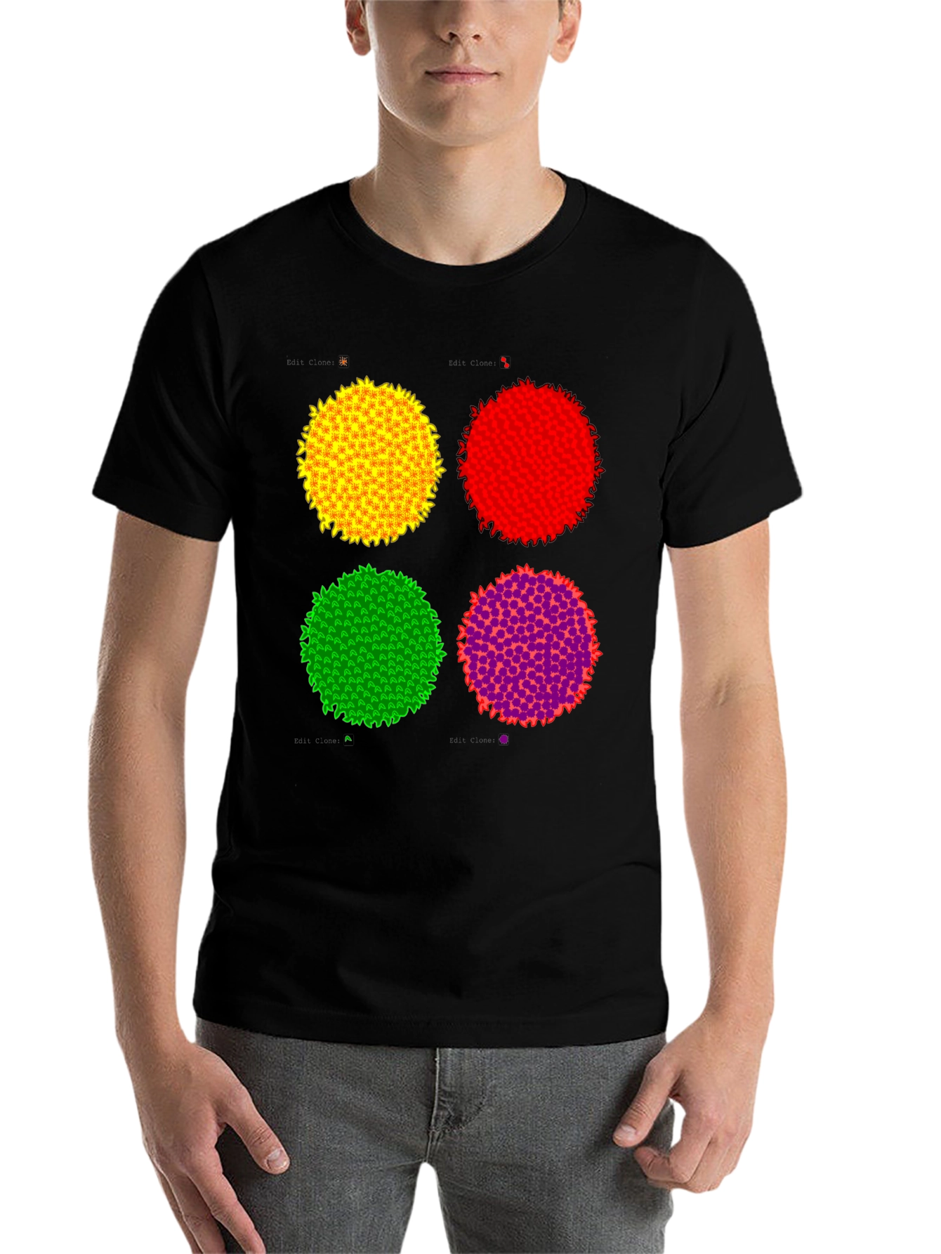 Black Abstract Circle Graphic Print Black Tee view 7