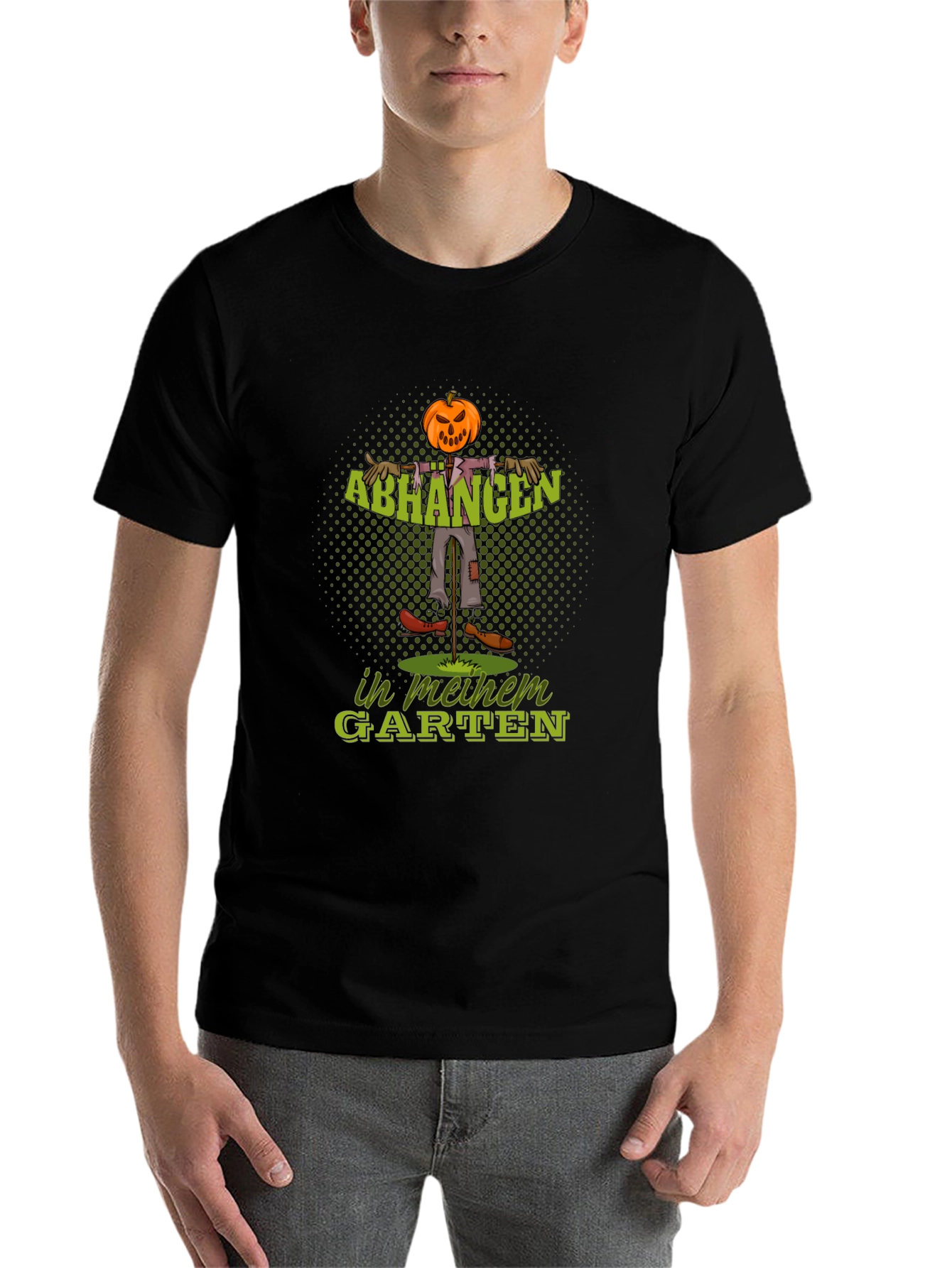Black Halloween Scarecrow Pumpkin T-Shirt view 7