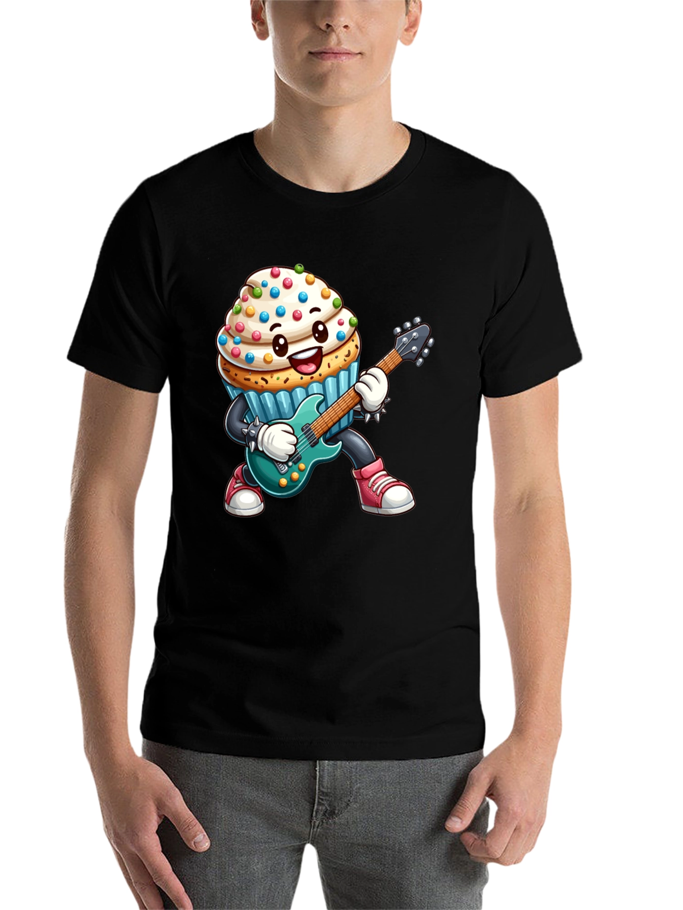 Black Cupcake Rocker Graphic Tee - Black Cotton T-Shirt view 7