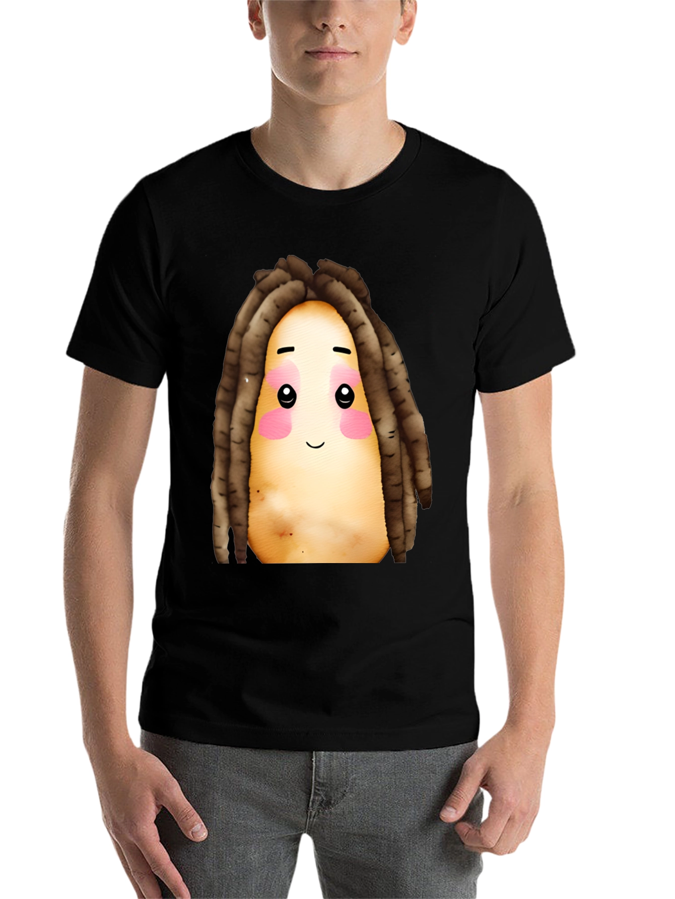 Black Potato Dreadlocks Graphic T-Shirt view 7