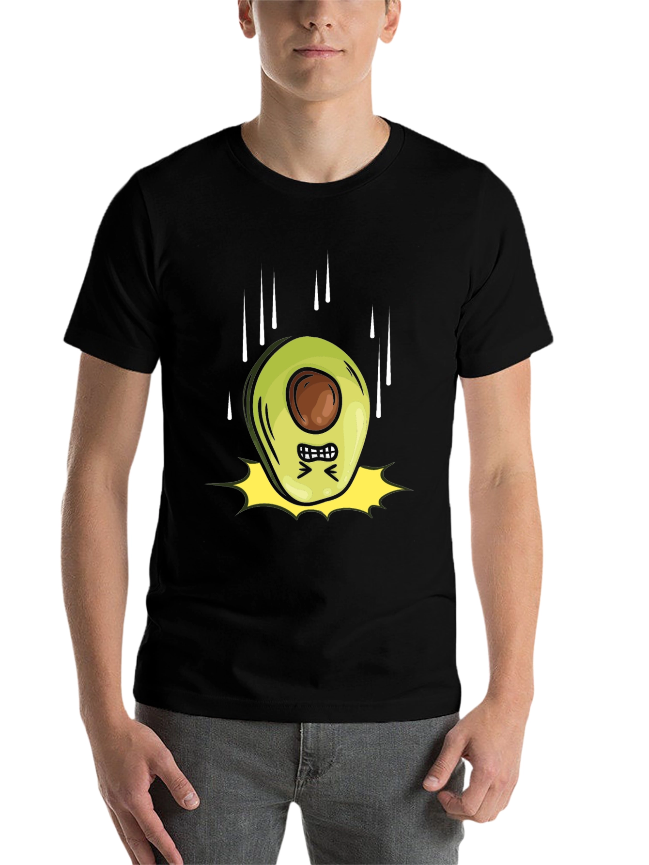 Black Angry Avocado Cartoon Black T-Shirt view 7