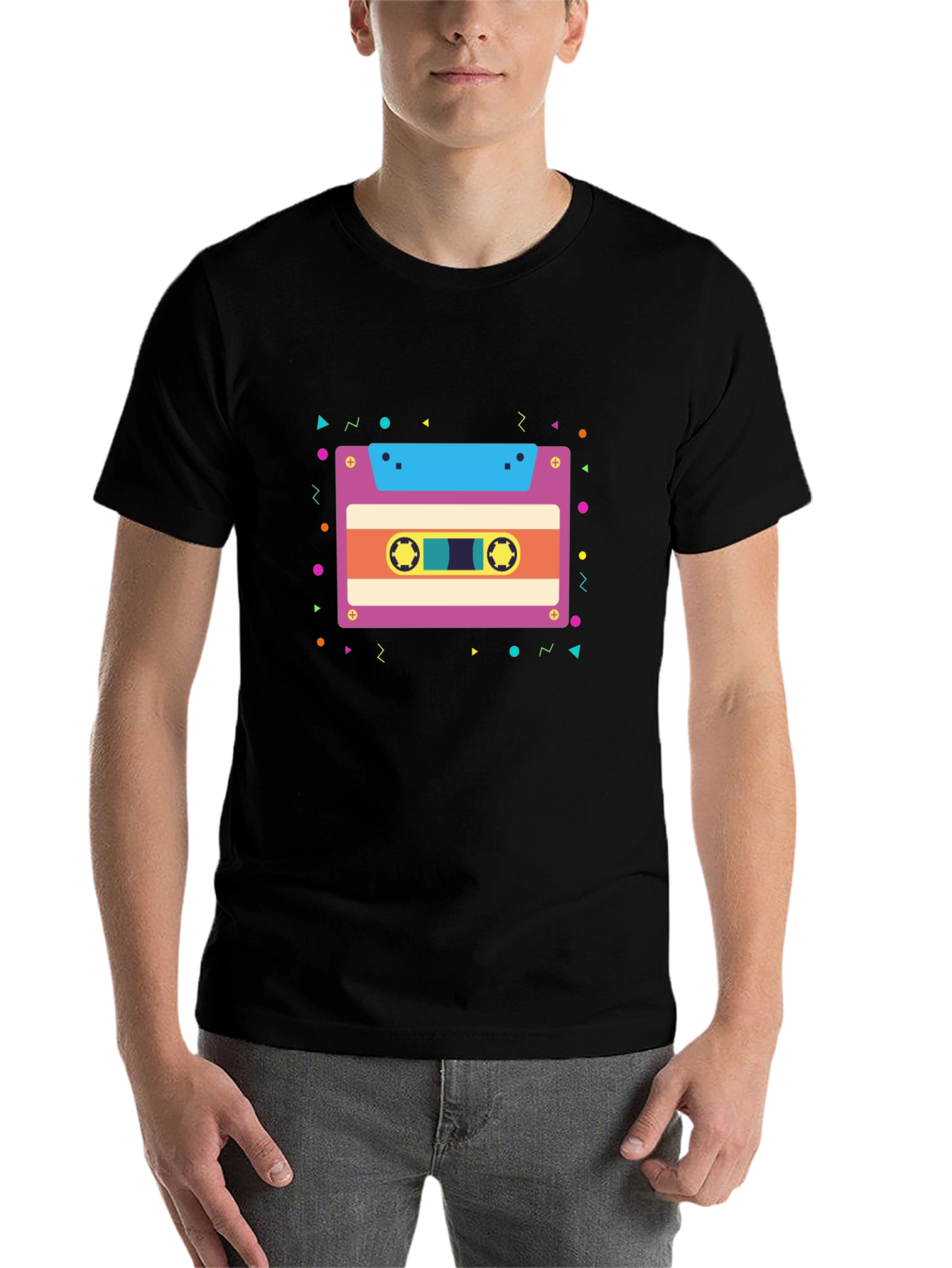 Black Retro Cassette Tape Graphic Tee view 7