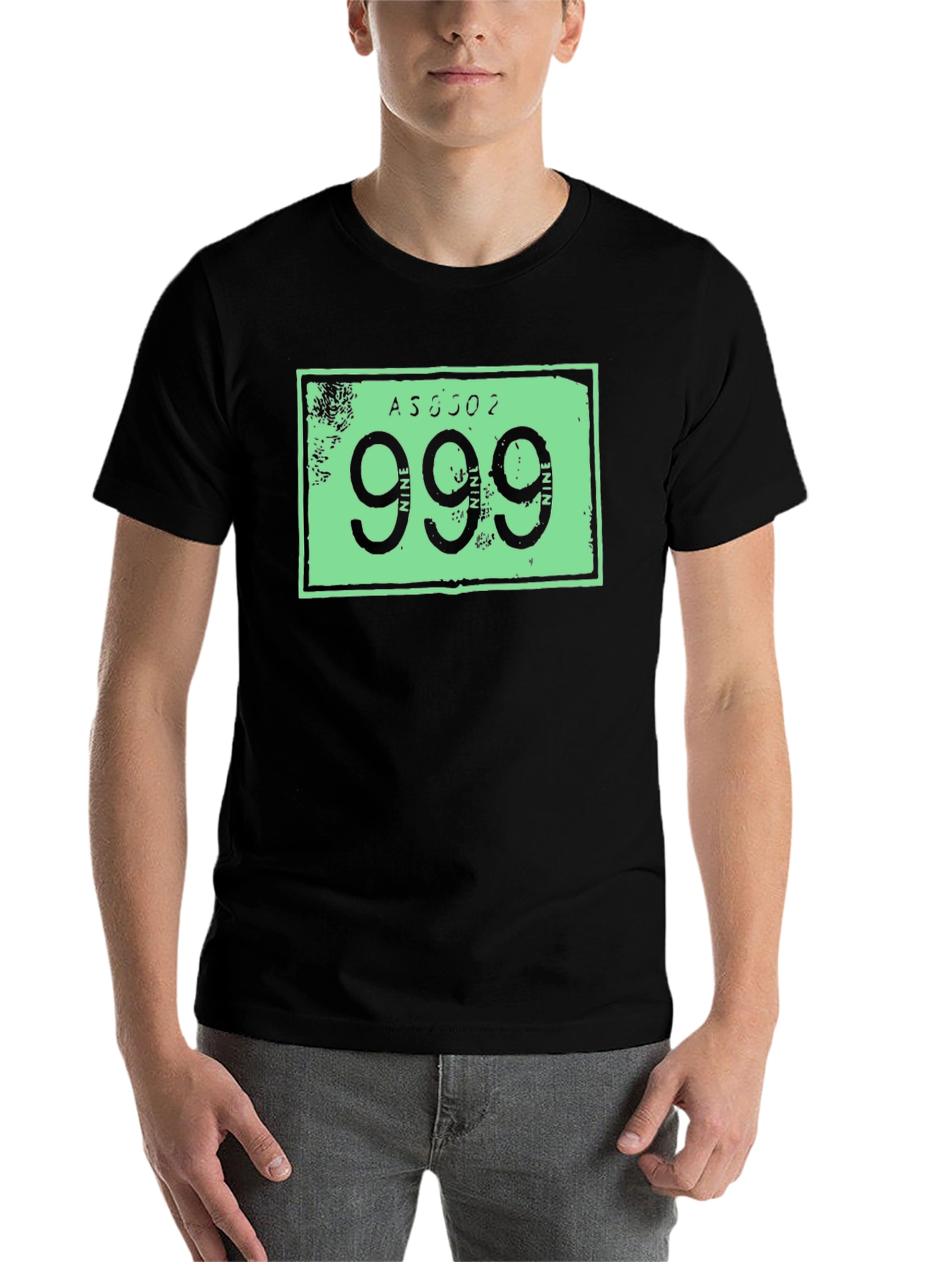 Black 999 Graphic Print Tee - Black view 7