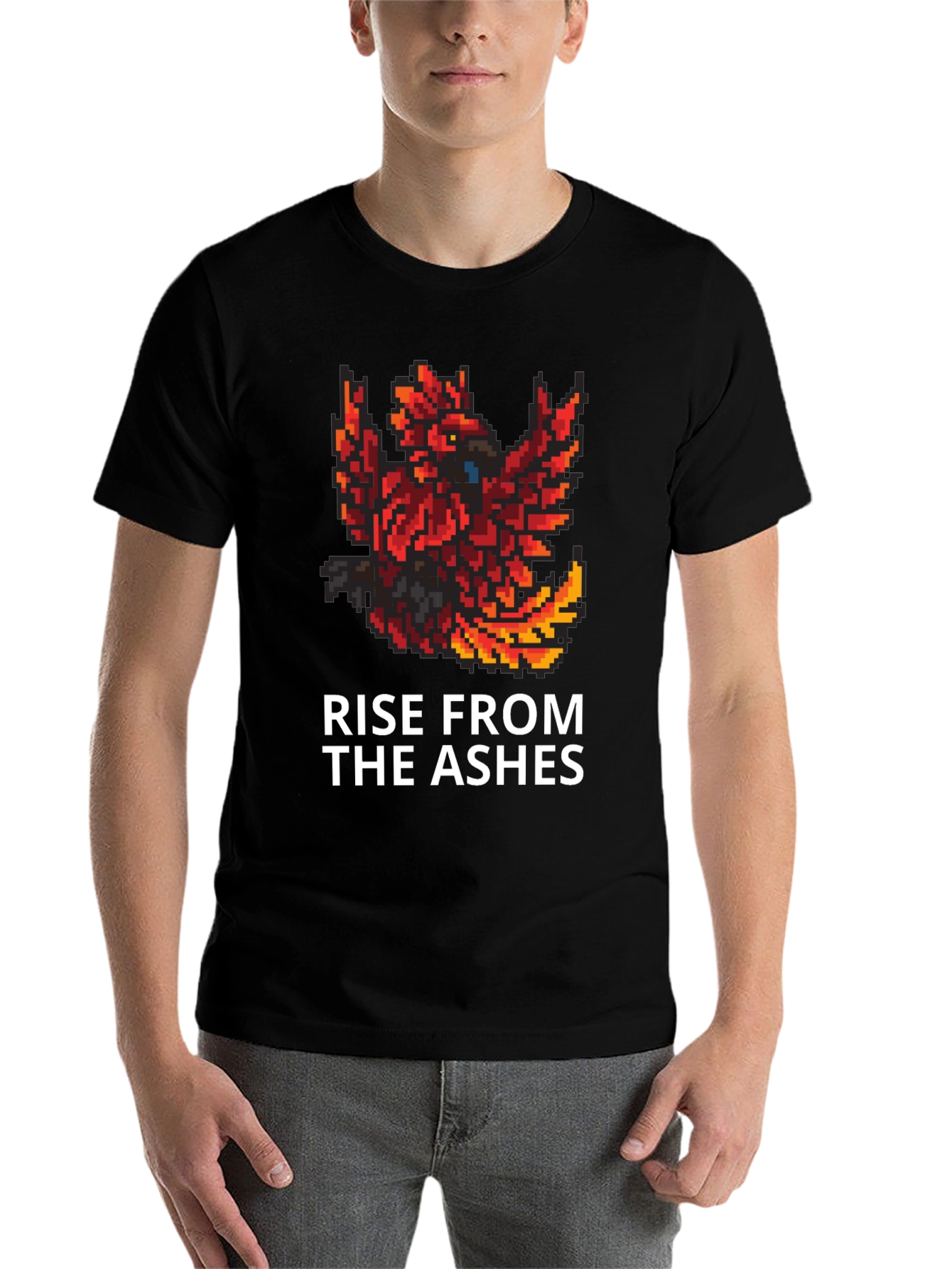 Black Rise From The Ashes Phoenix Graphic Tee view 7