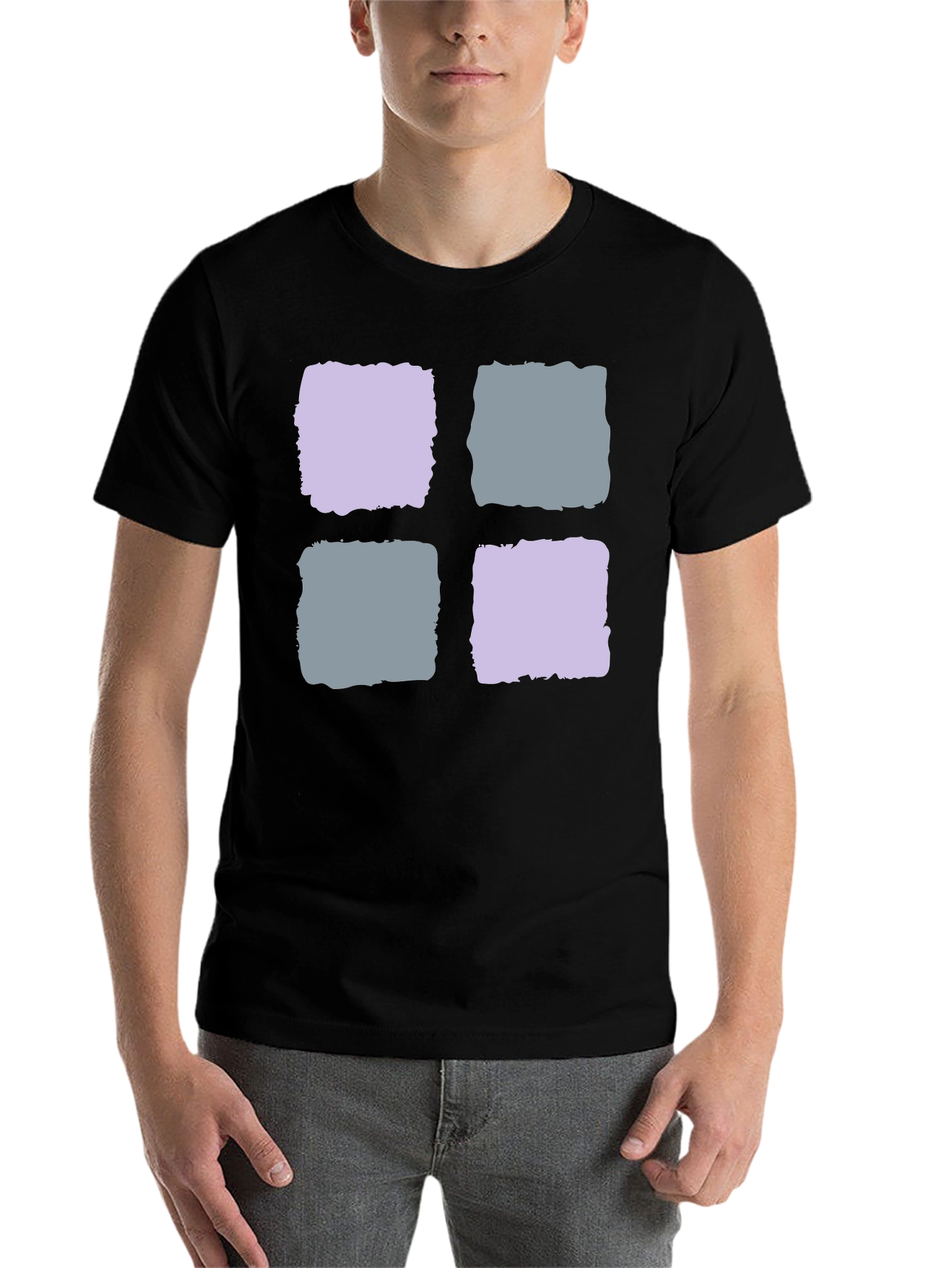 Black Abstract Squares Black T-Shirt view 7