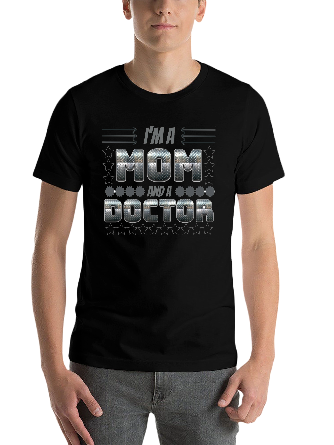 Black I'm A Mom and a Doctor Graphic T-Shirt view 7