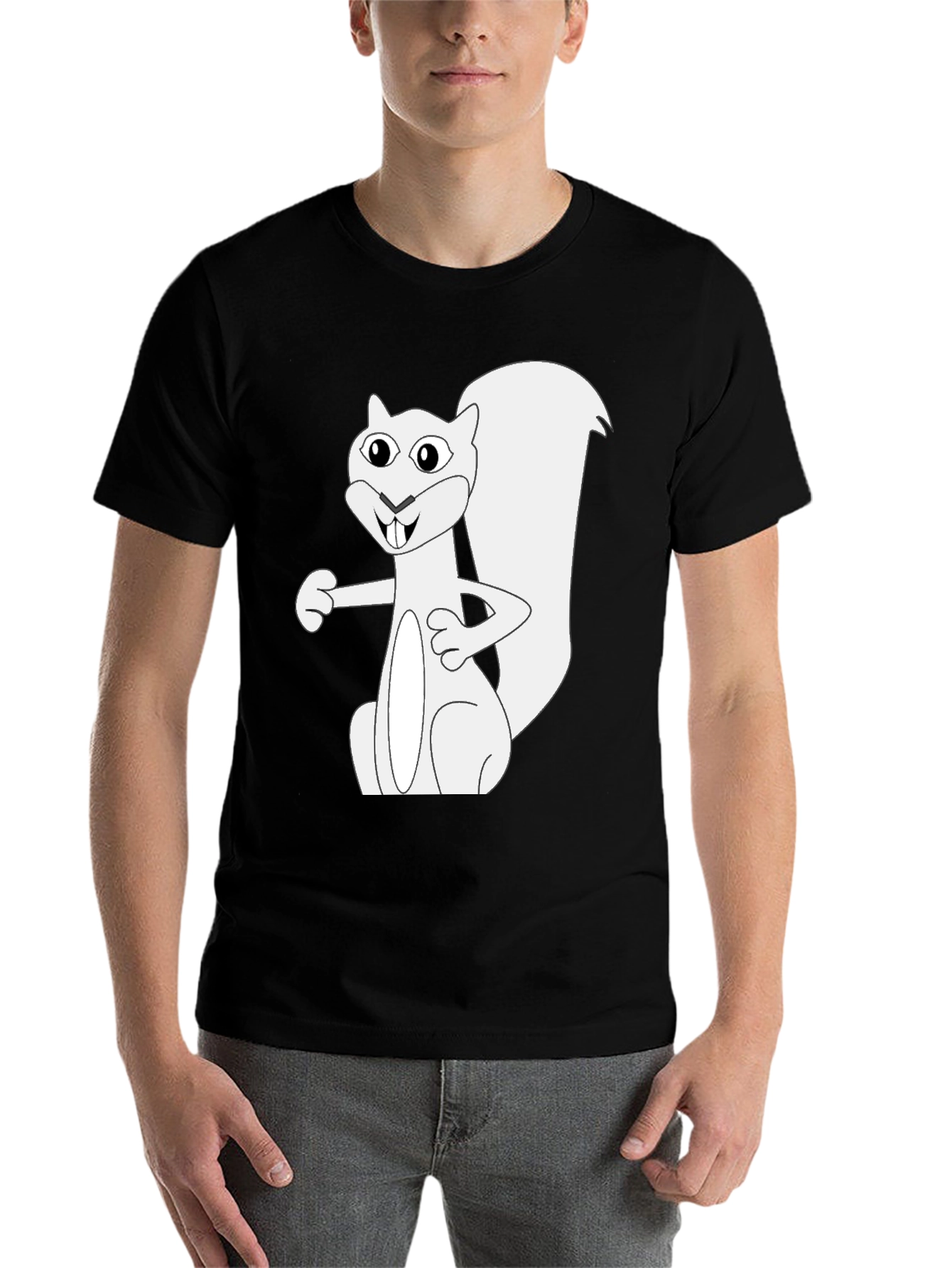 Black Squirrel Graphic Tee - Black Cotton T-Shirt view 7