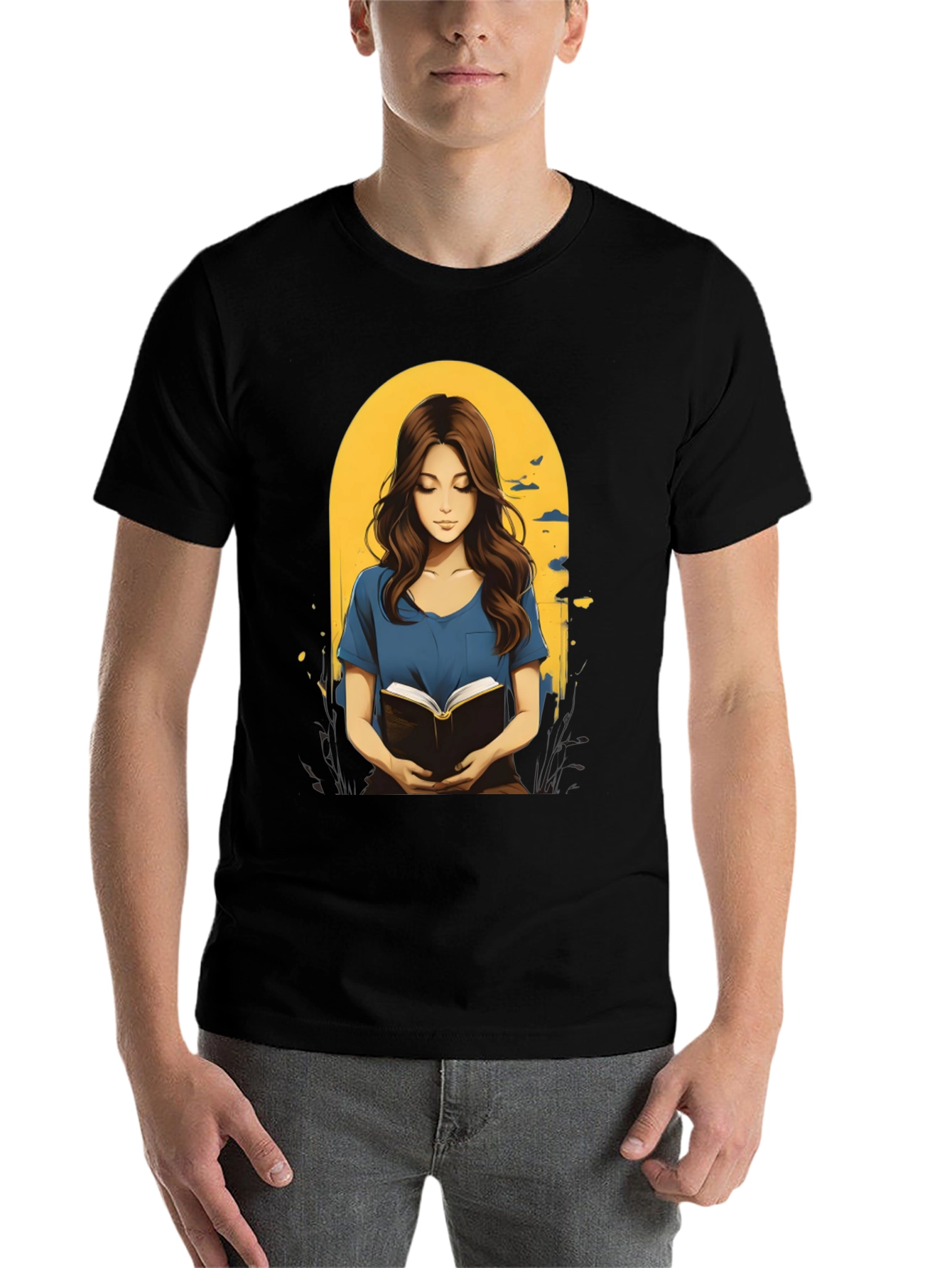 Black Woman Reading Book Graphic Tee - Stylish Casual Top view 7