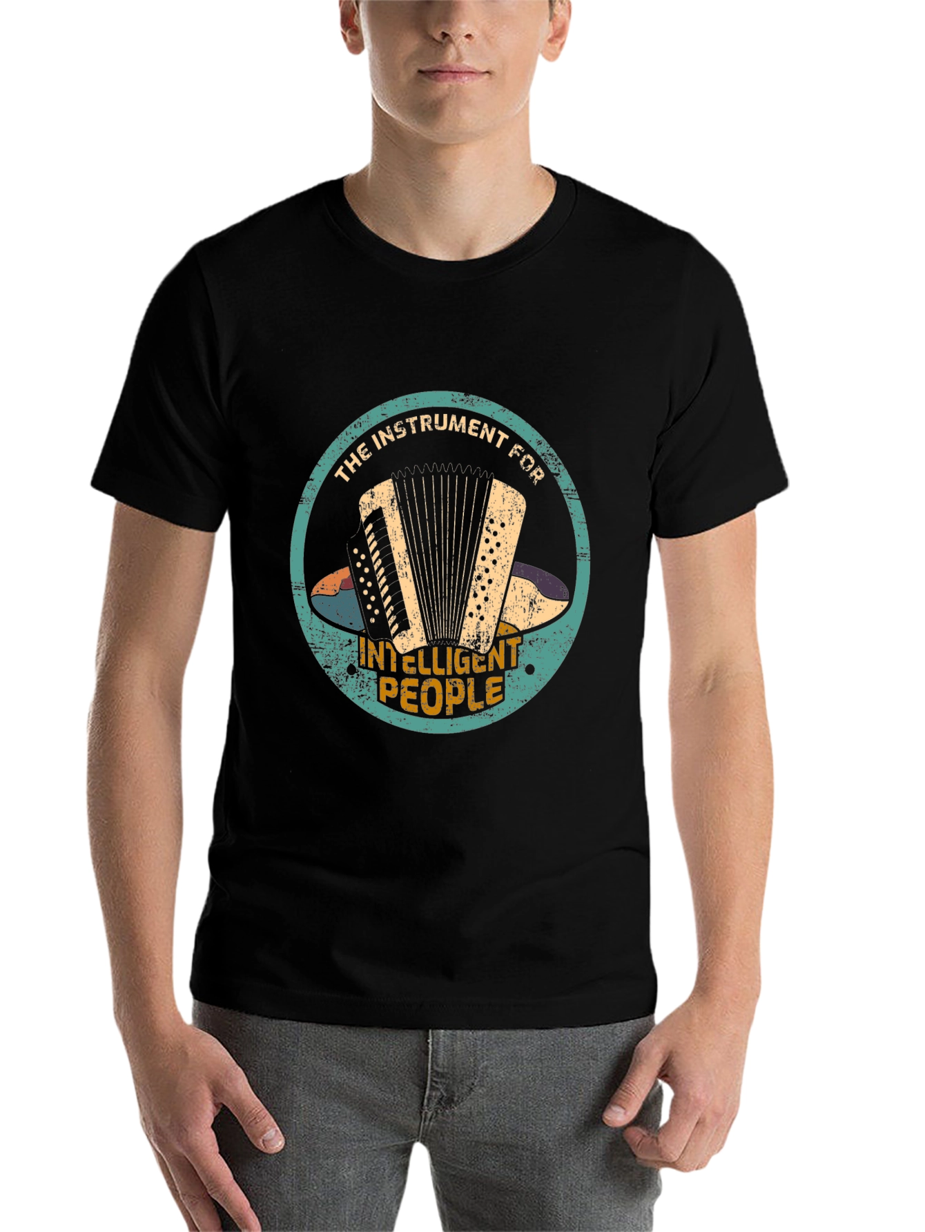 Black Accordion Player T-Shirt - Instrument for Smart People! view 7